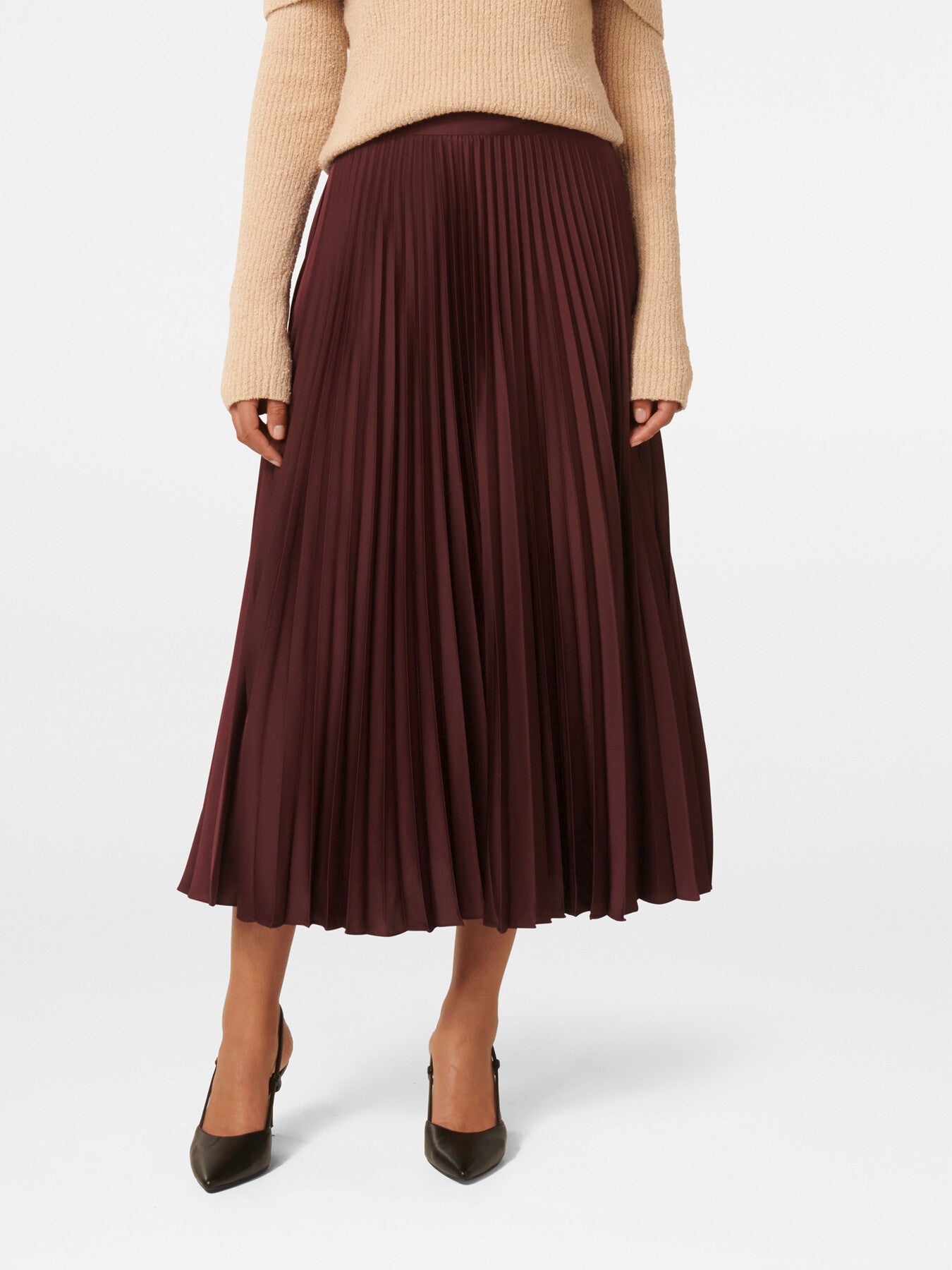 Estelle Satin Pleated Midi Skirt