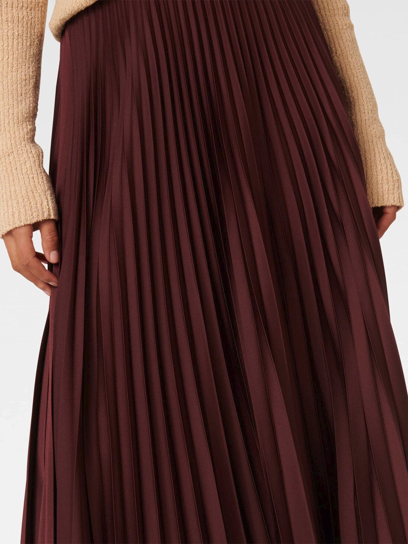 Estelle Satin Pleated Midi Skirt