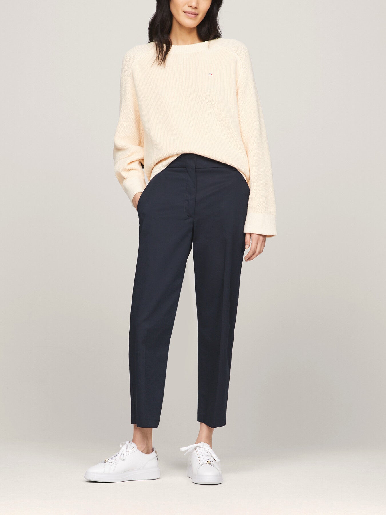 Cotton Blend Slim Fit Straight Leg Chinos