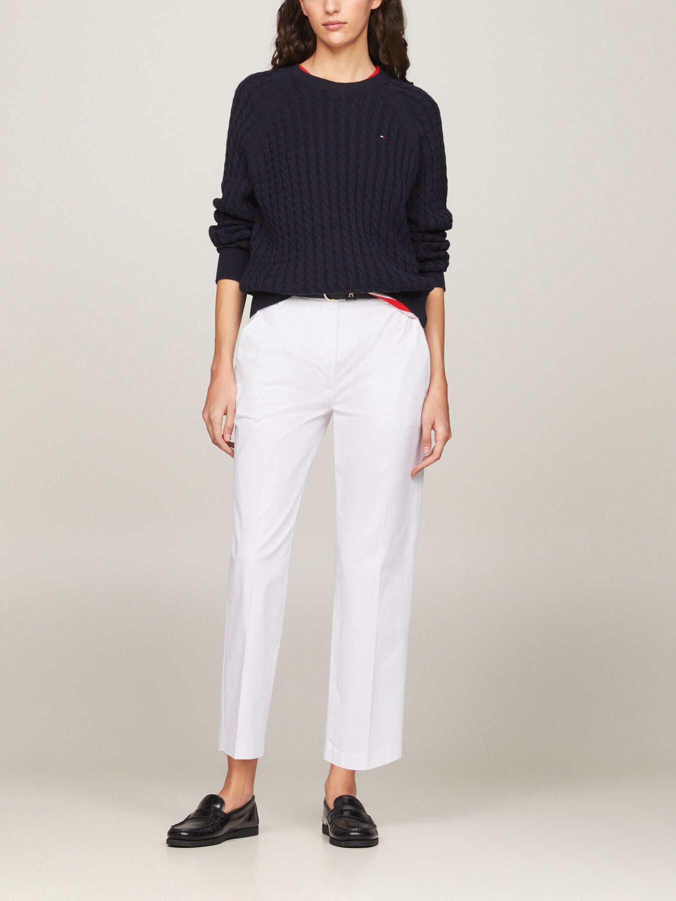 Cotton Blend Slim Fit Straight Leg Chinos