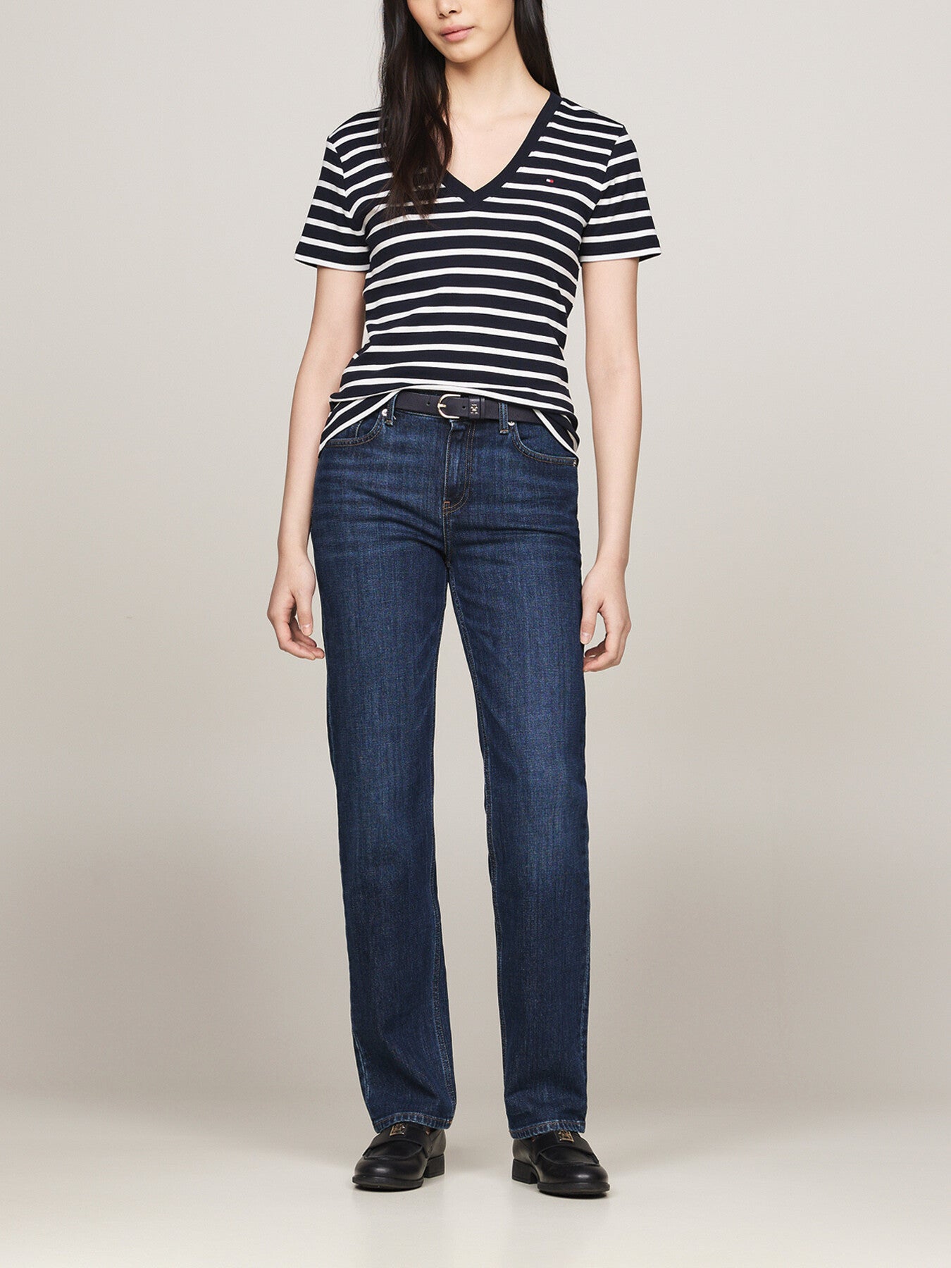 V-Neck Slim T-Shirt Stripe
