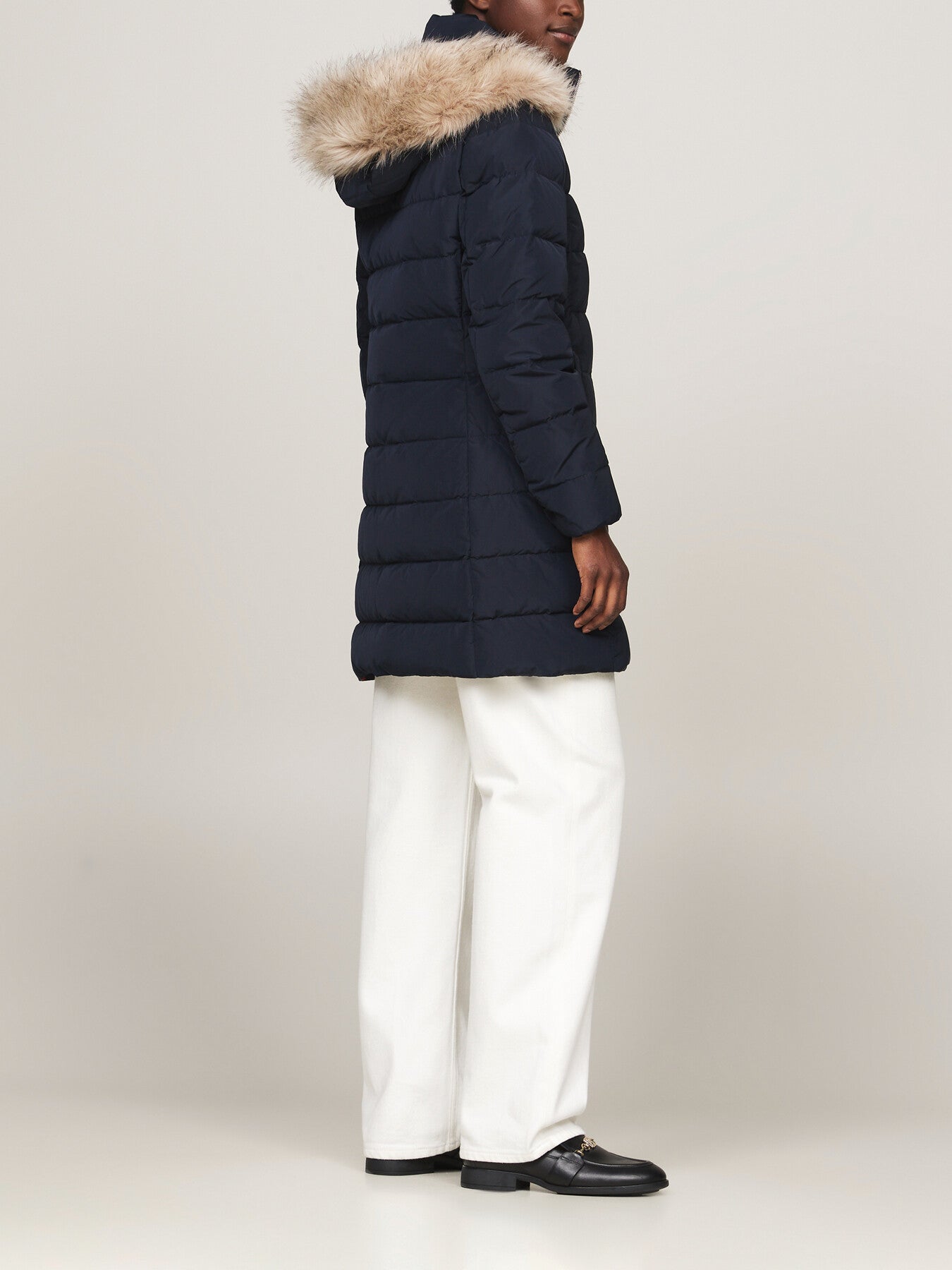 Down Fur-Trim Hooded Coat