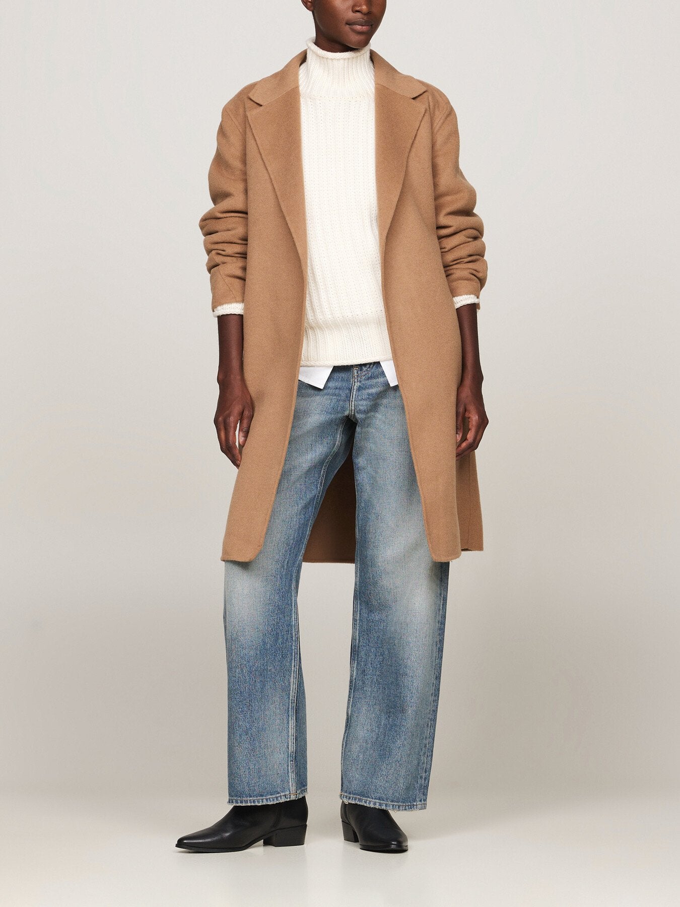 Double Faced Wool Rich Belted Coat