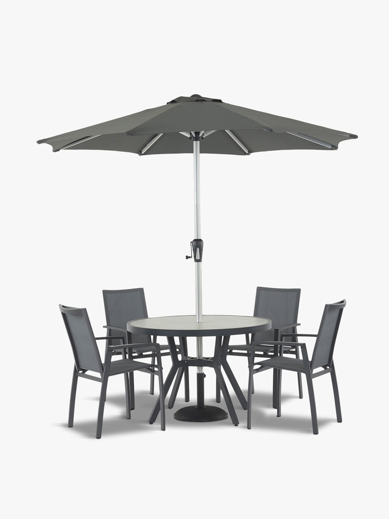 Seville Round 4 Seat Dining Table with Parasol an