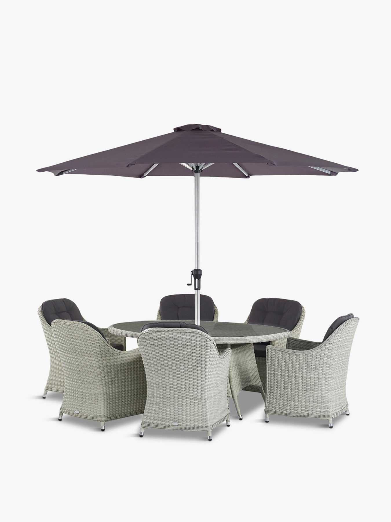 Monterey Elliptical 6 Seat Table Set with Parasol