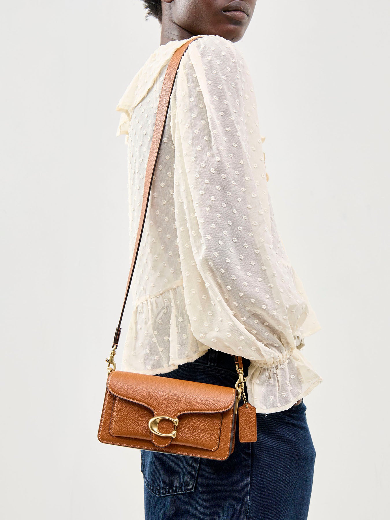 Tabby 20 Polished Pebble Leather Shoulder Bag Amber Brown