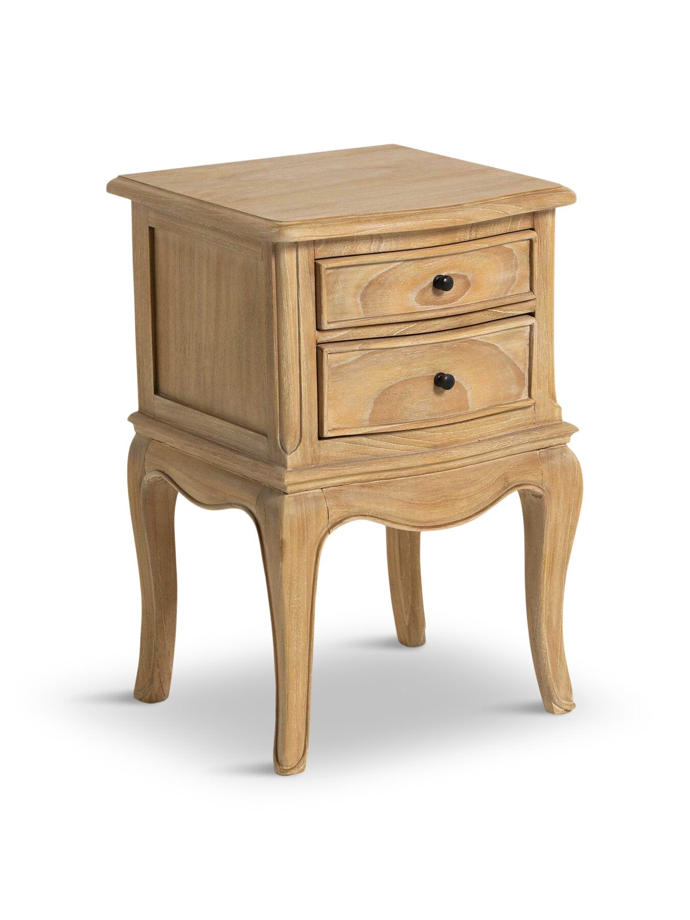 Cecile Light Wooden French Style 2 Drawer Bedside Ta