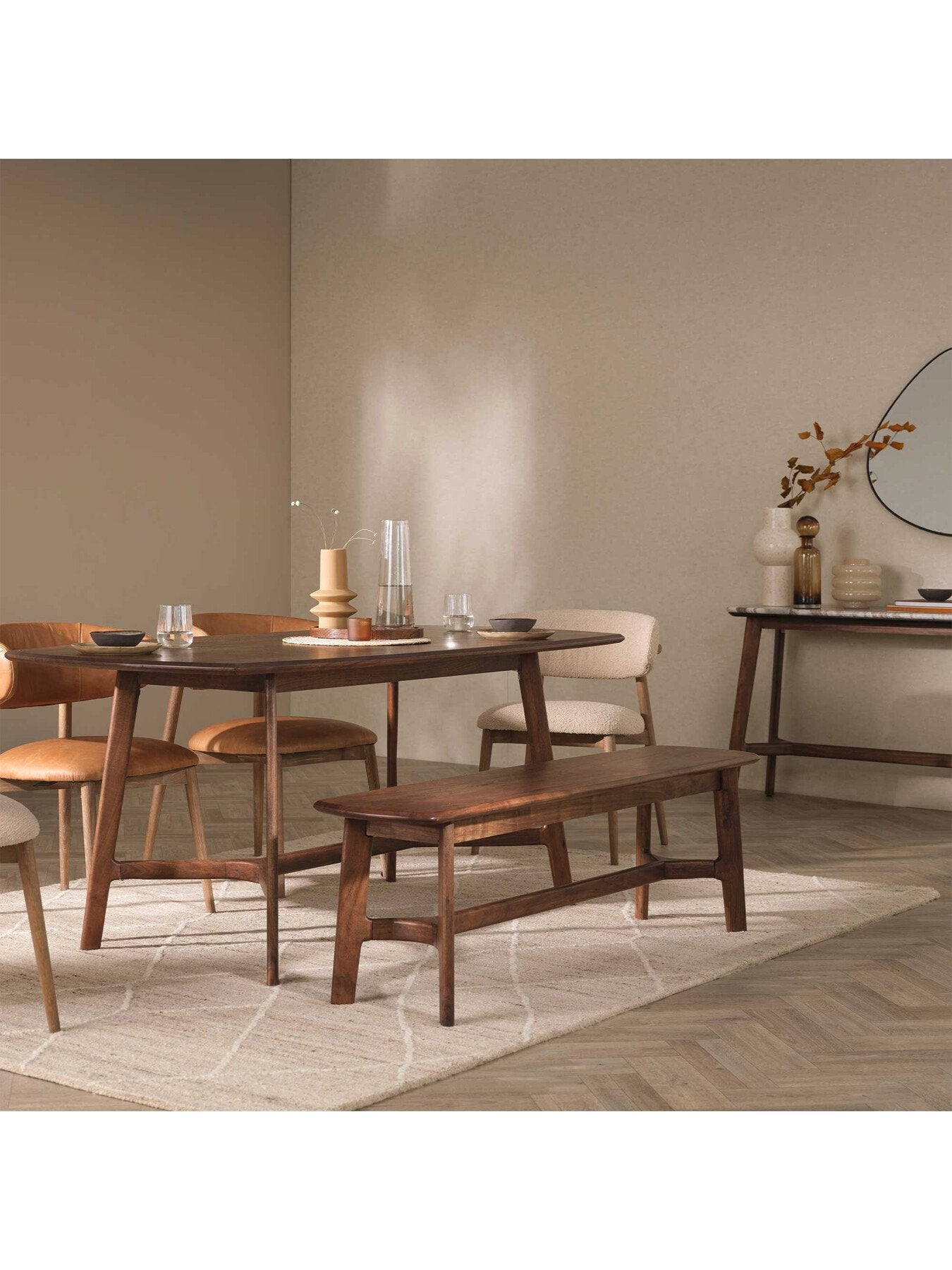 Brown Cresta Acacia Wood Dining Bench