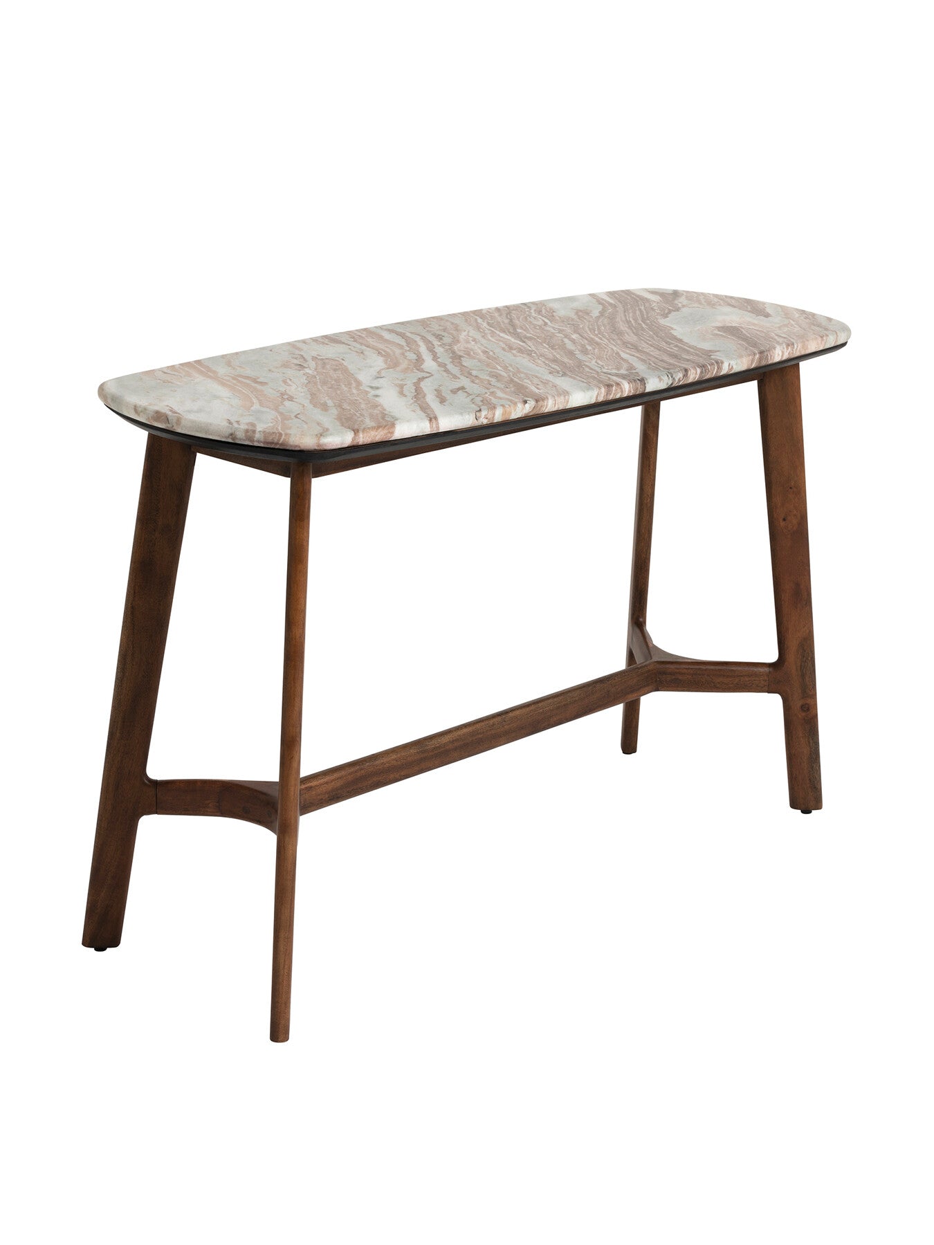 Brown Cresta Marble Console Table With Acacia Wood Base