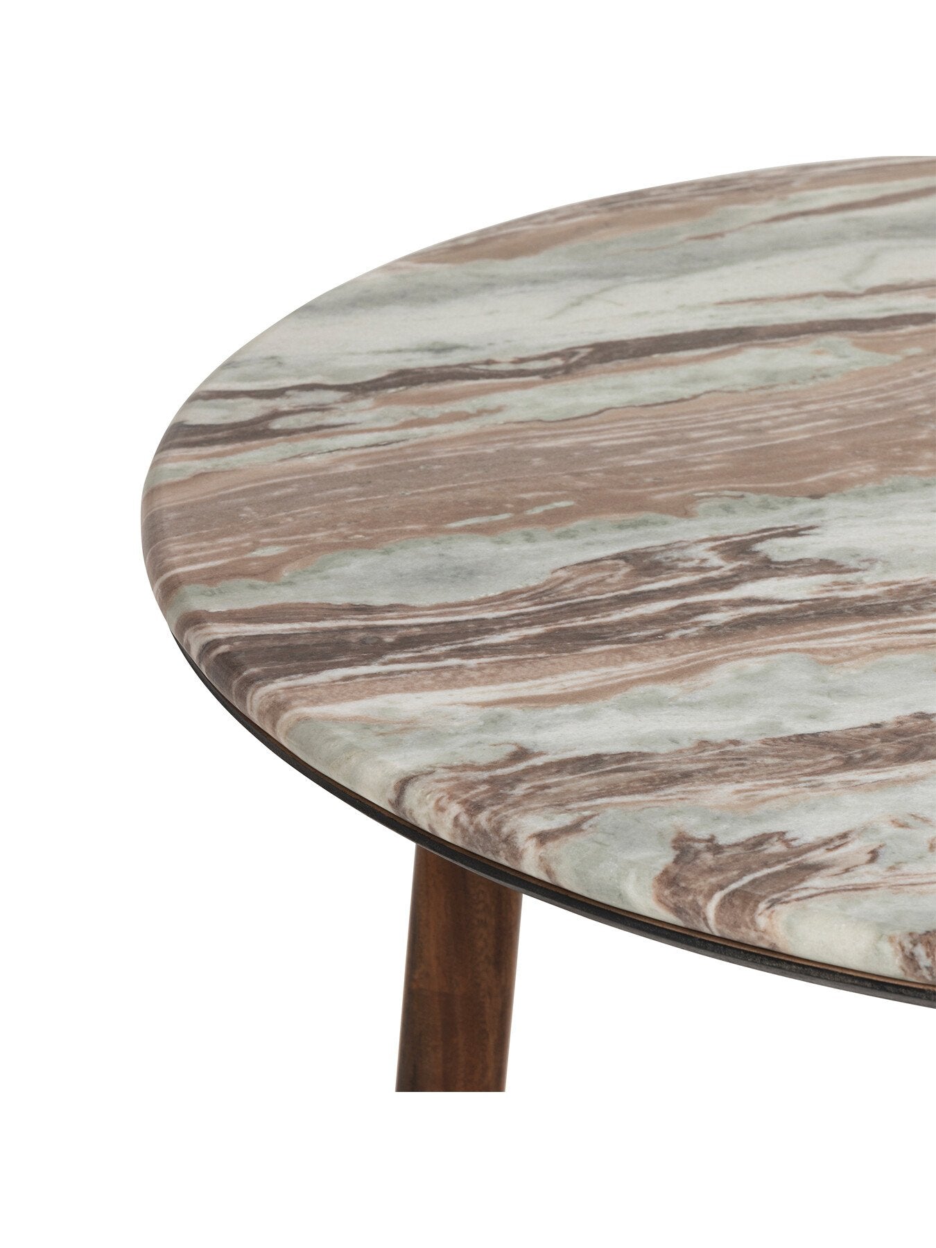 Brown Cresta Marble and Acacia Wood Dining Table