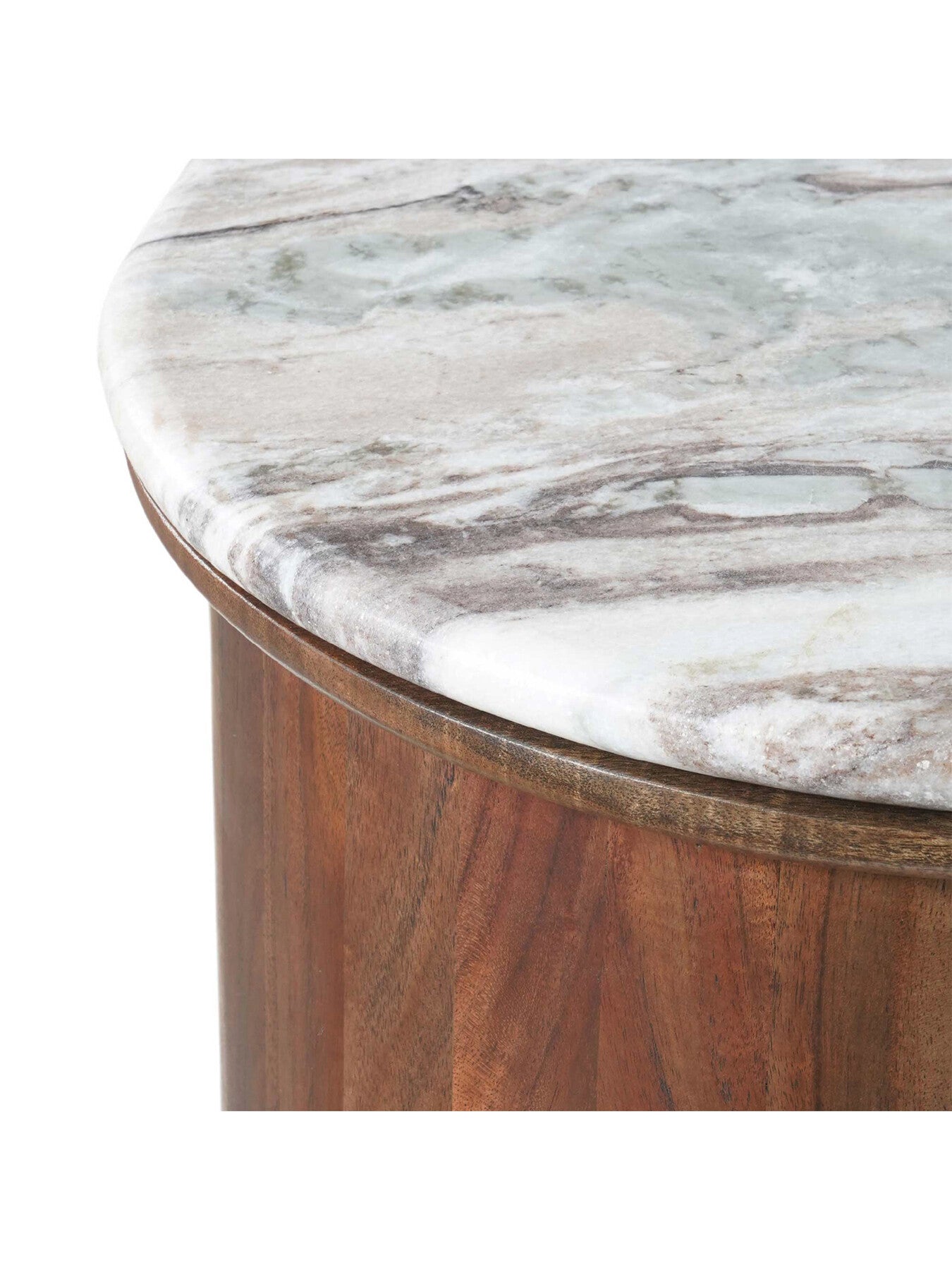 Brown Cresta Marble 4 Door Sideboard with Acacia Wood Base