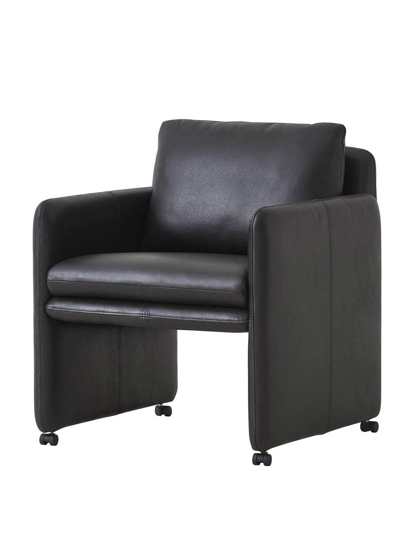 Brown Casca Dark Brown Leather Armchair On Wheels
