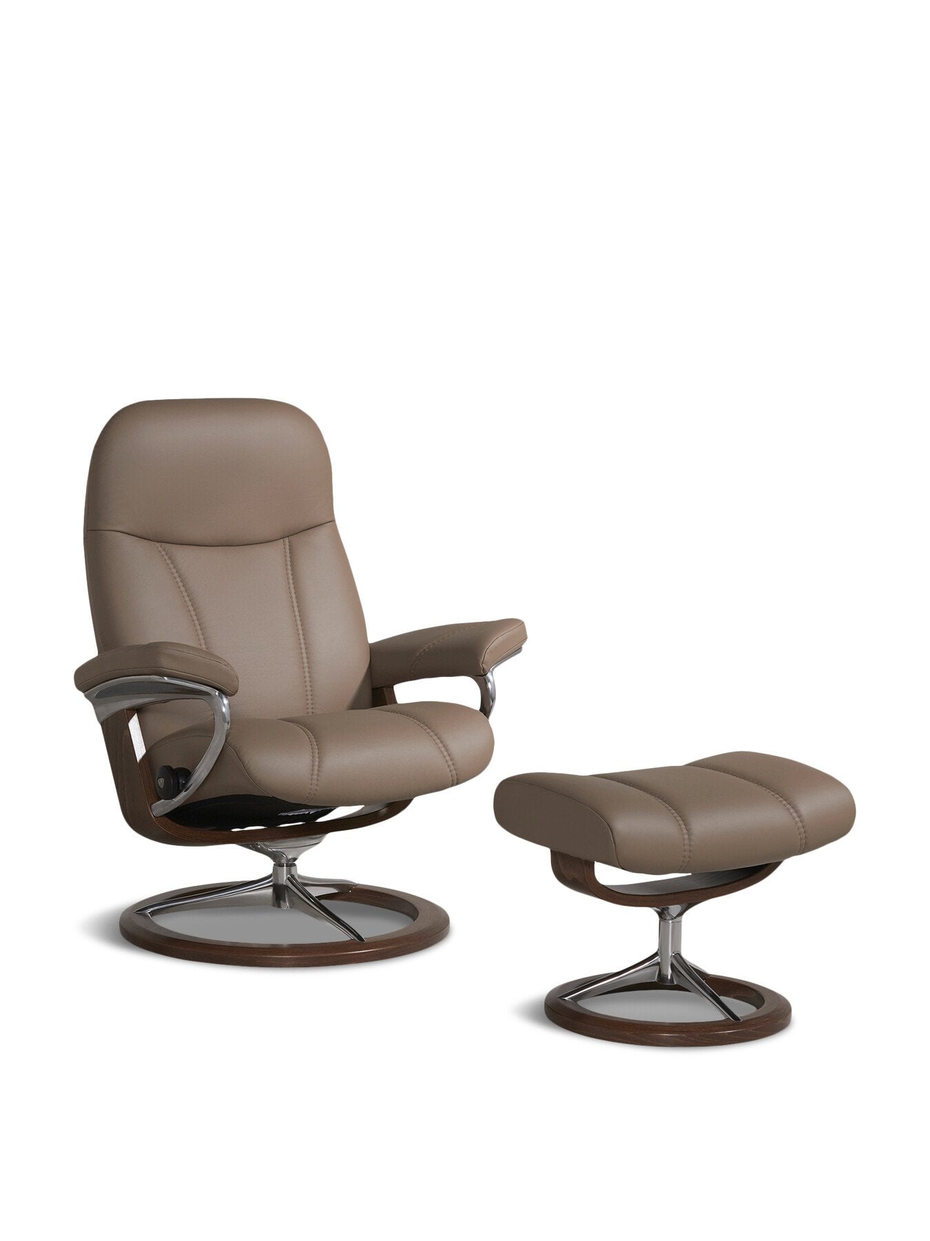 Consul Medium Signature  Recliner Chair And Footstool Brown
