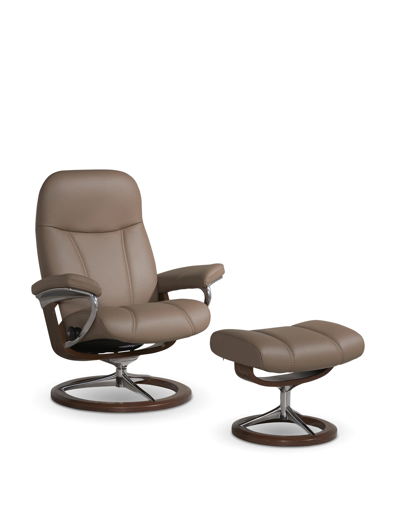 Consul Brown Leather Small Signature Chair And Footsto