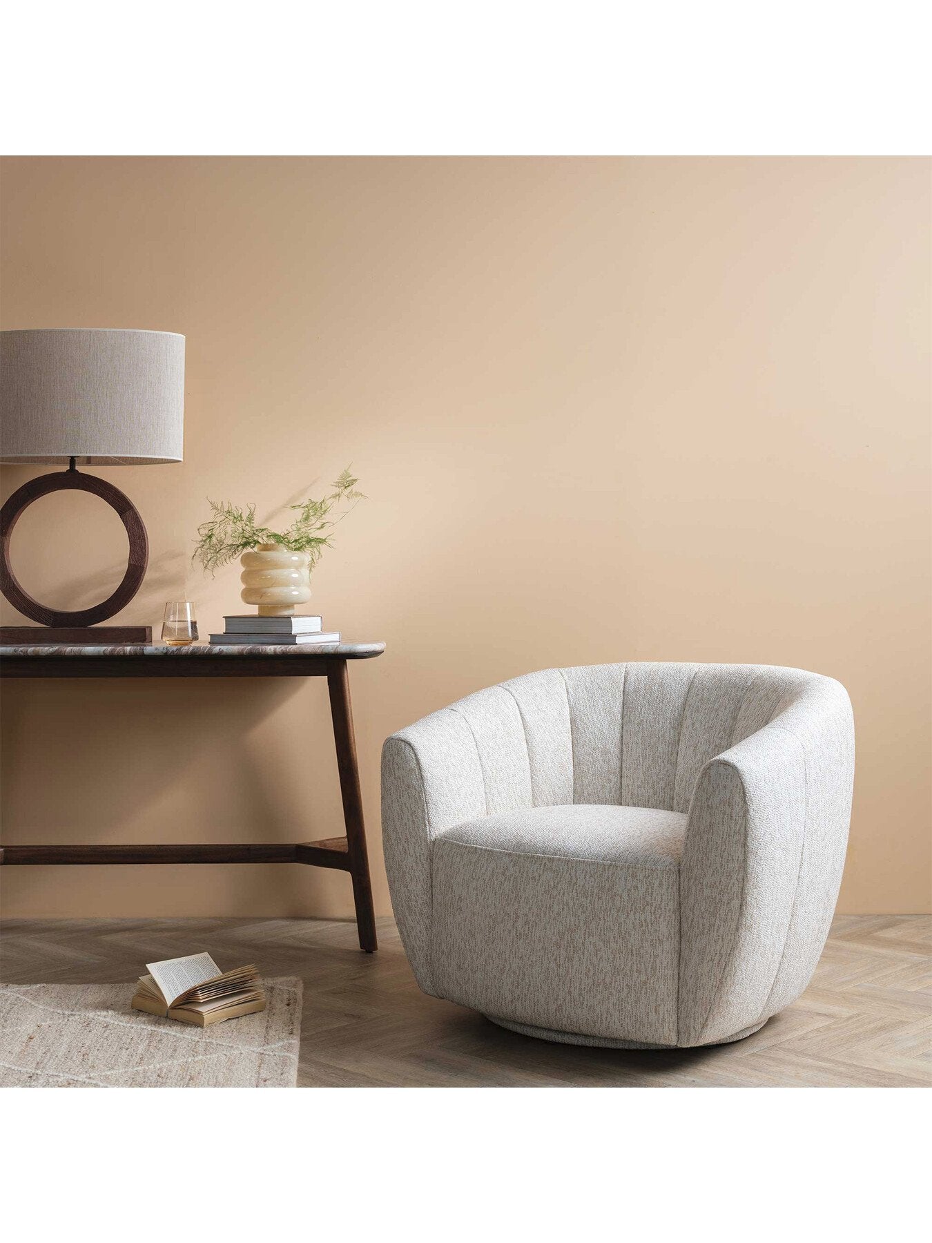Neutral Fontana Beige Fabric 1 Seater Armchair