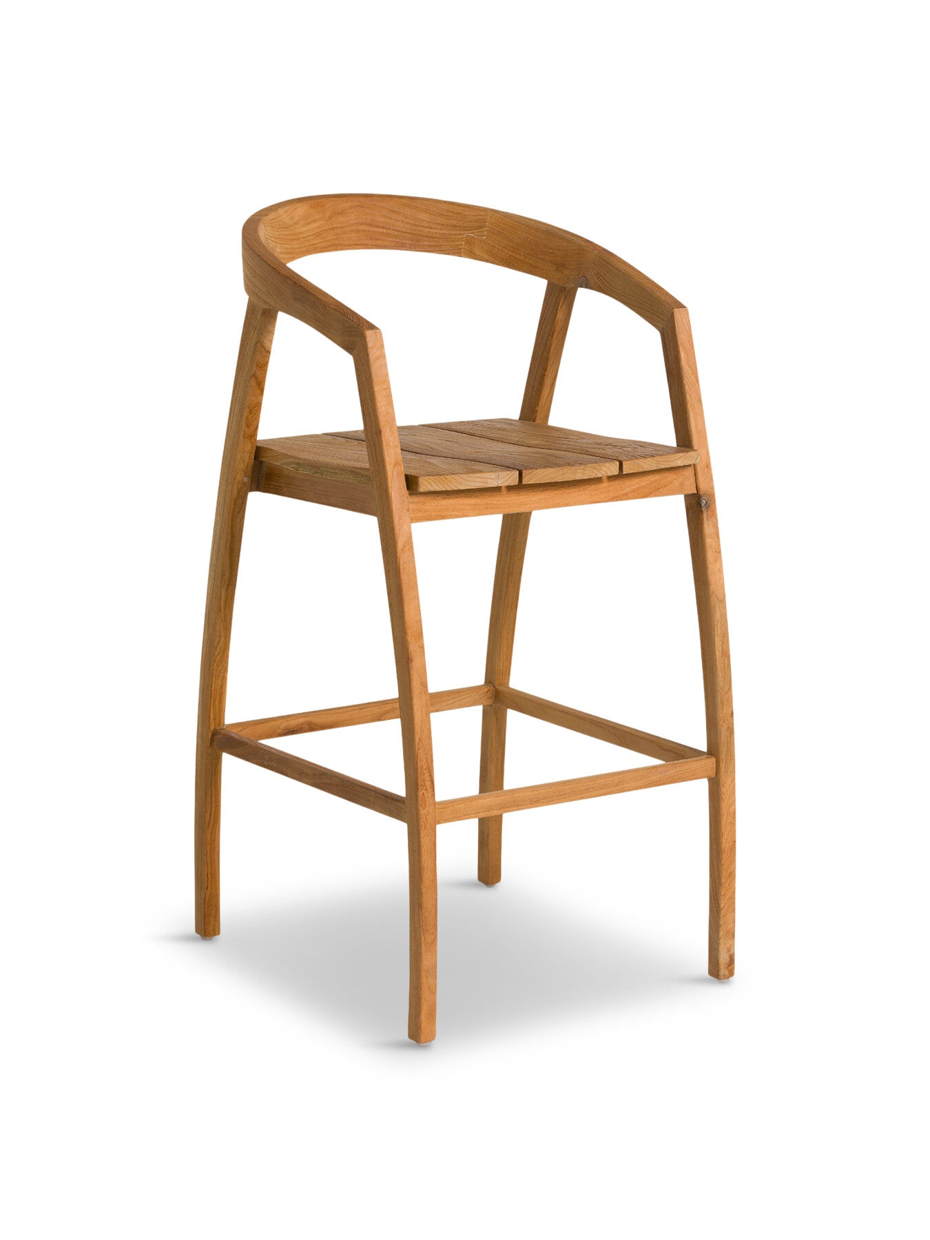 Grenada Reclaimed Teak Wood Open Back Barstool With Arms
