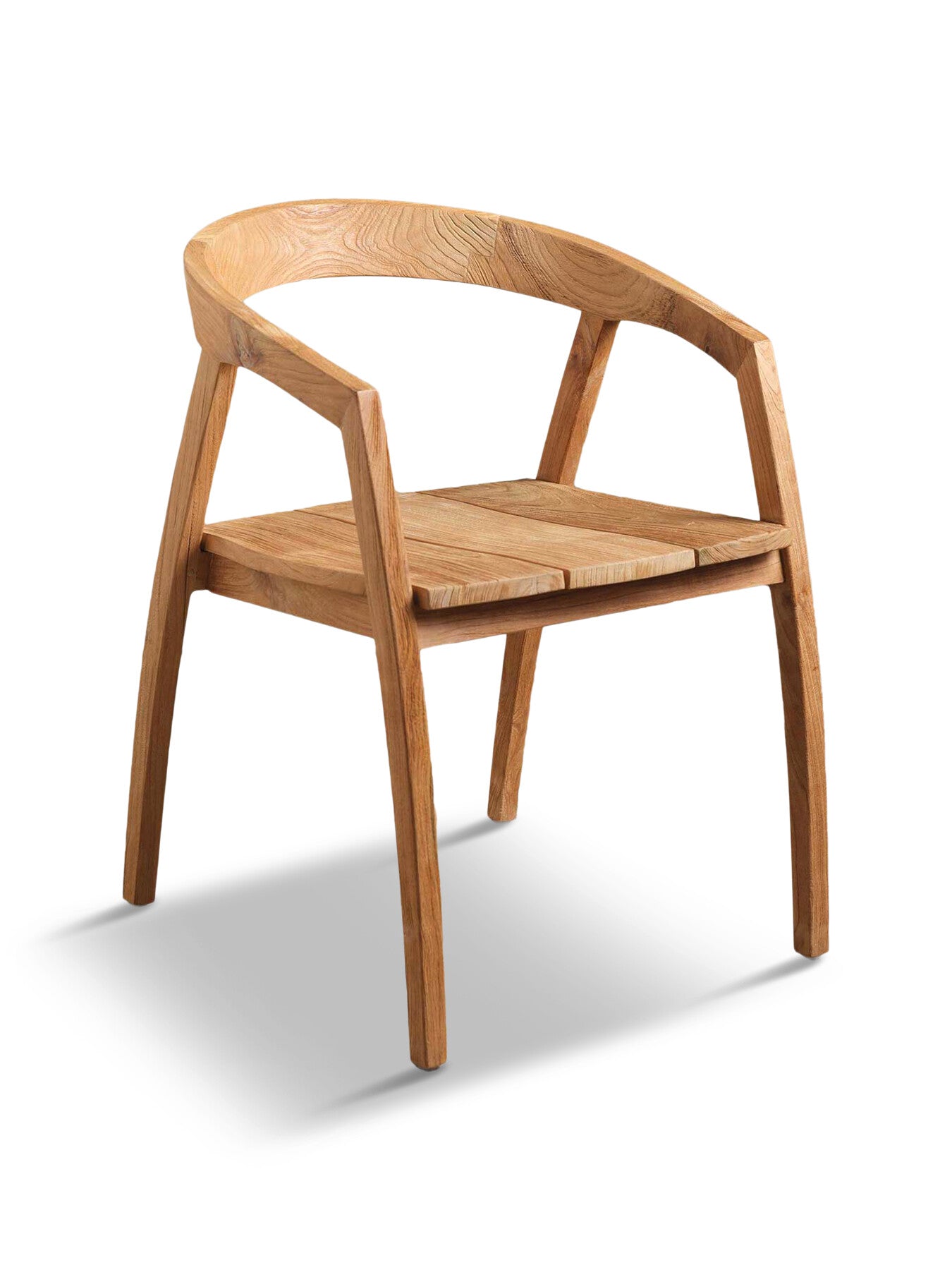 Neutral Grenada Natural Brown Teak Wood Open Back Dining Cha