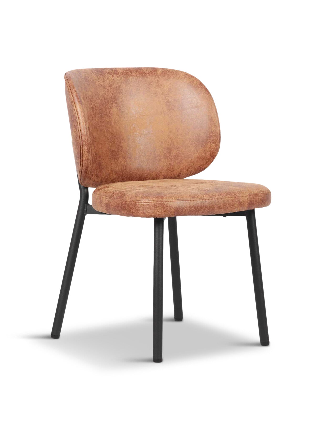 Neutral Elodie Tan Curved Fabric Dining Chair