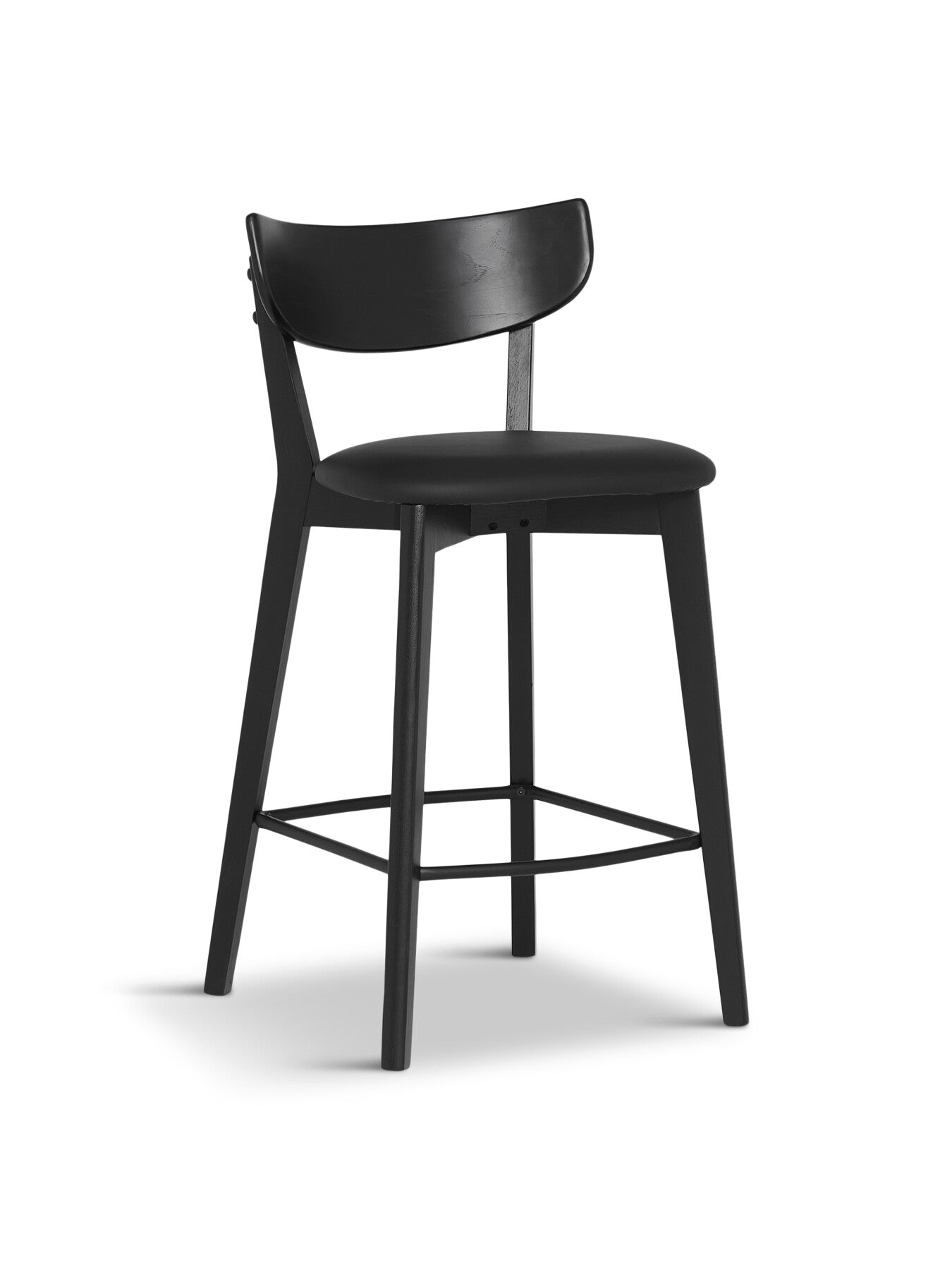 Black Jessa Black Oak Counter Stool With Black Pu Seat