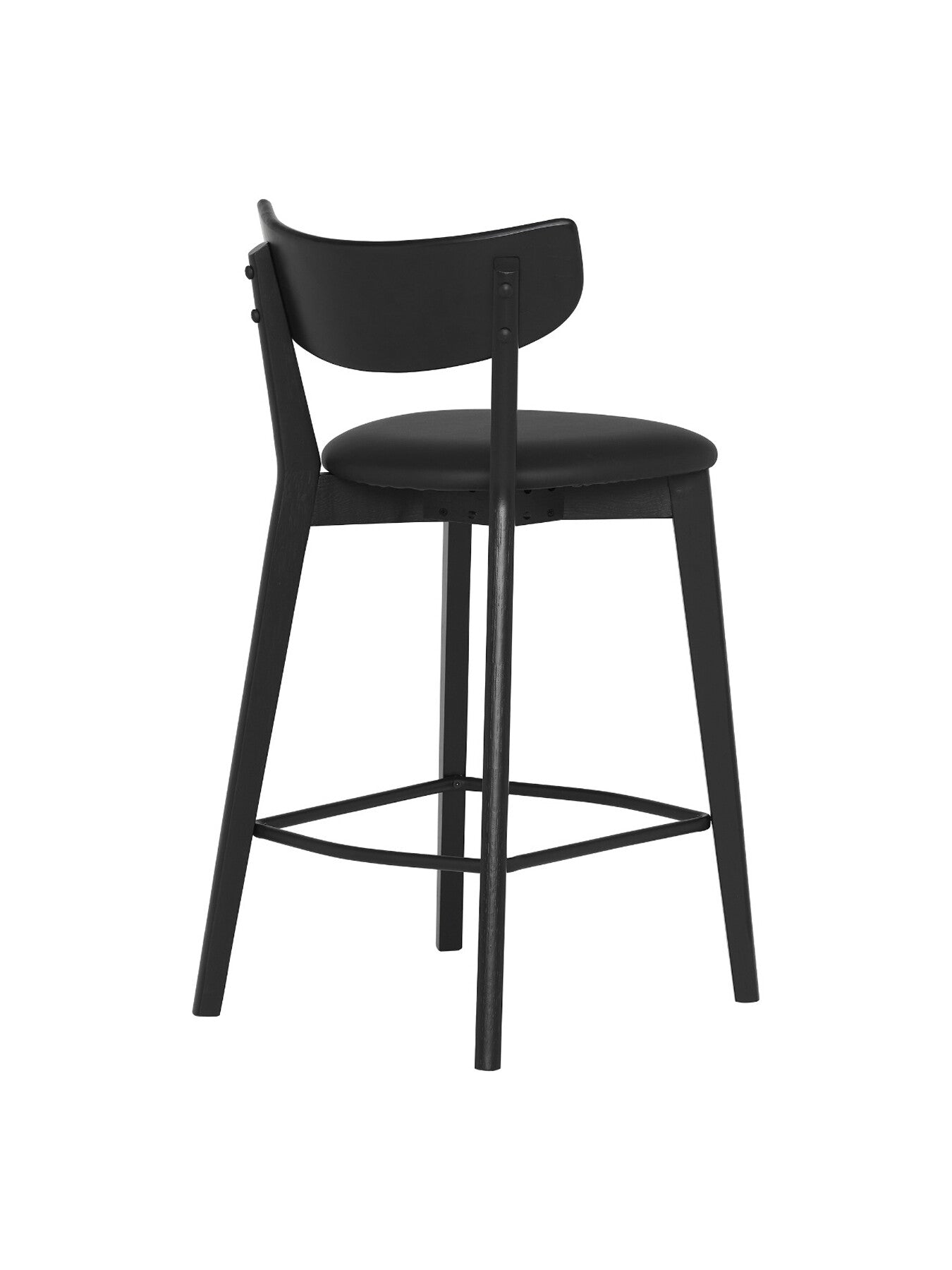 Black Jessa Black Oak Counter Stool With Black Pu Seat