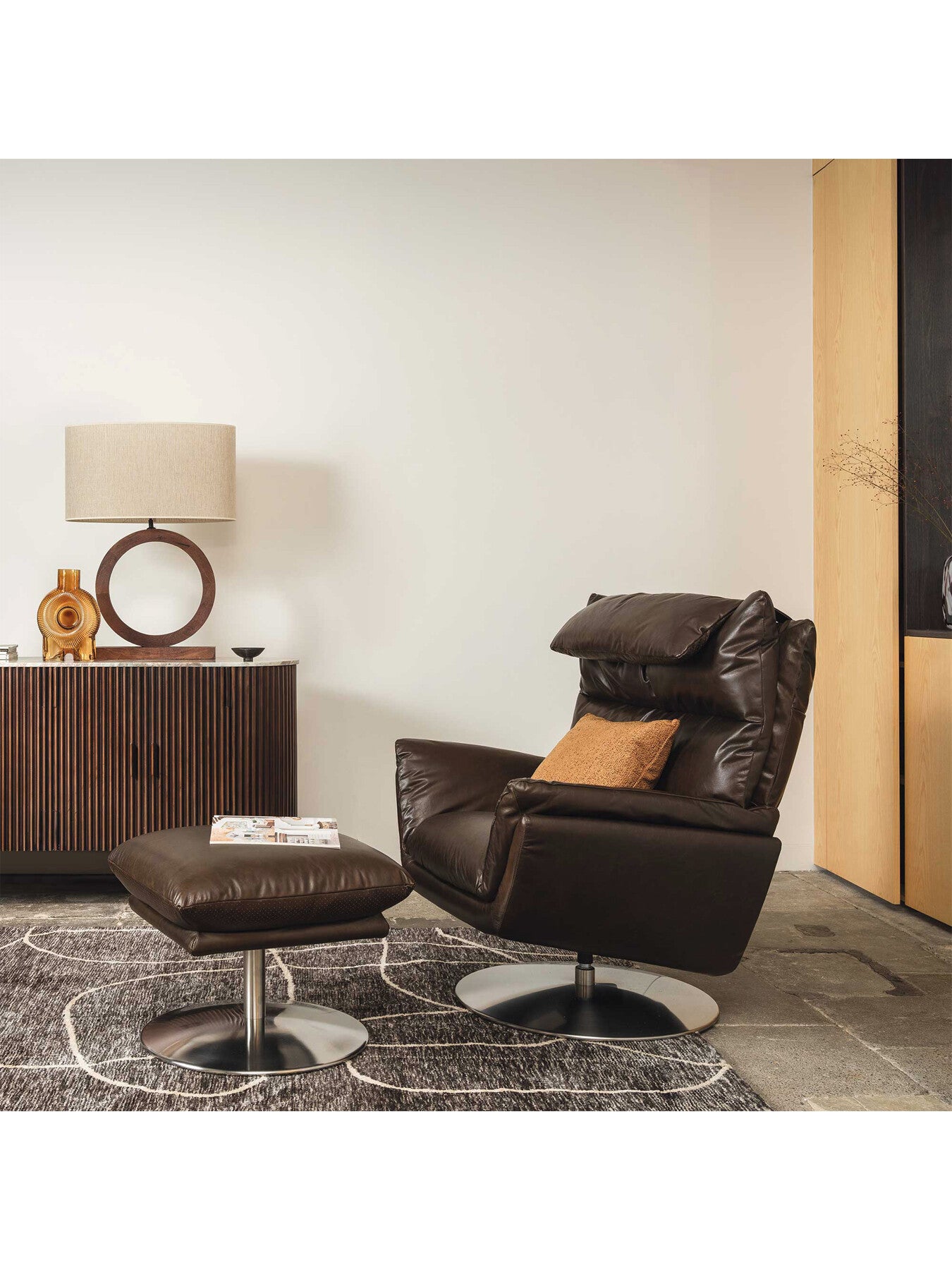 Brown Jessup Dark Brown Leather Footstool