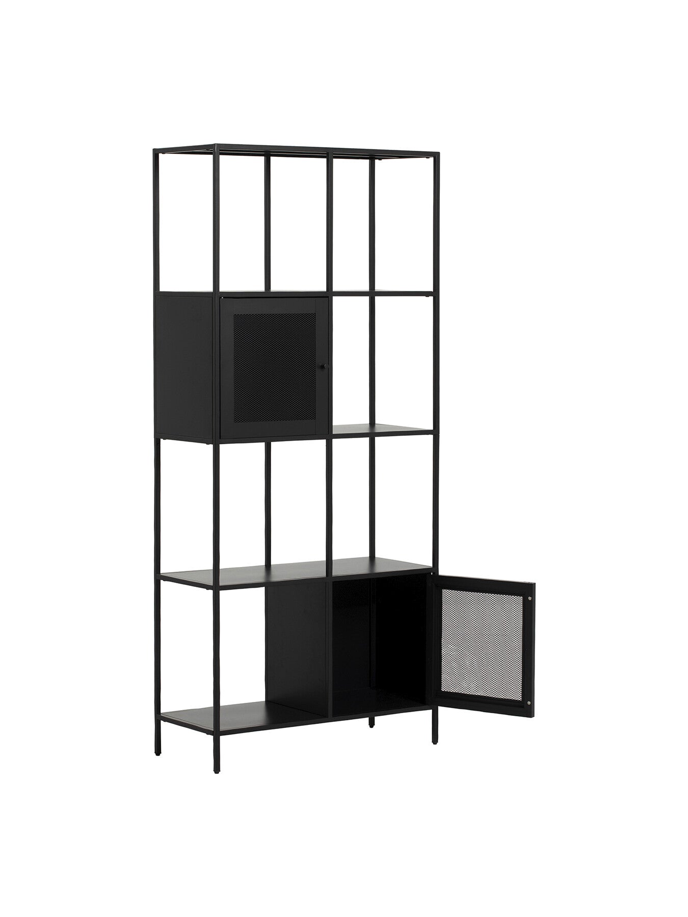 Black Kanna Black Metal Bookcase 2 Door 180cm