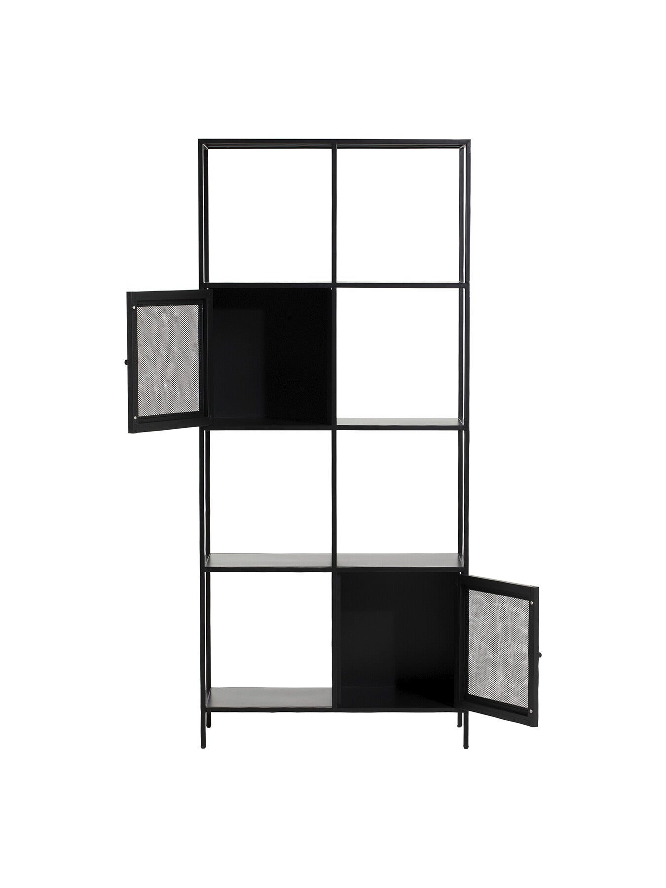Black Kanna Black Metal Bookcase 2 Door 180cm