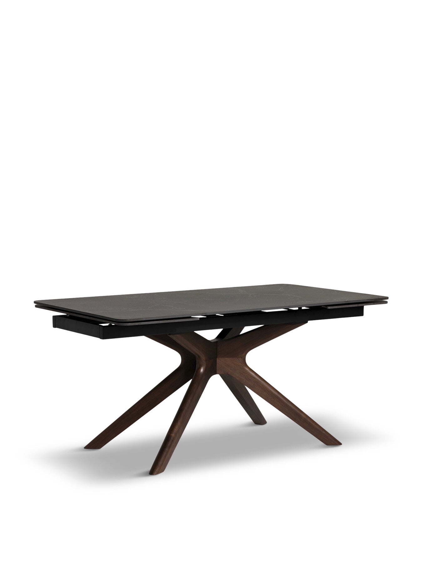 Black Khuno Black Ceramic Extending 160cm Dining Table, Seat