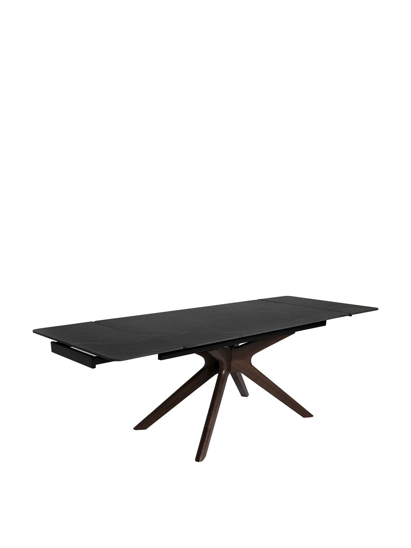Black Khuno Black Ceramic Extending 160cm Dining Table, Seat