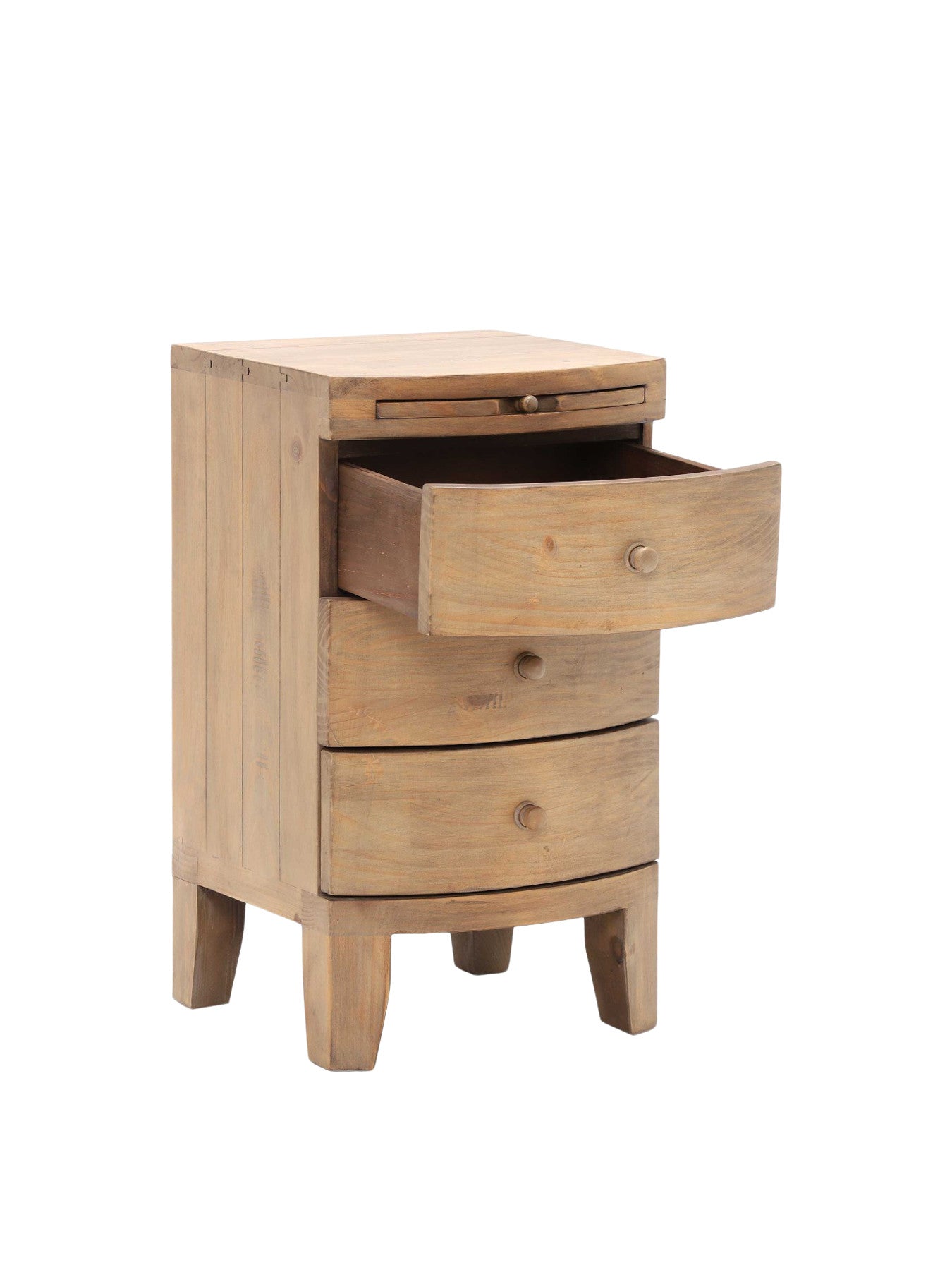 Lewes Reclaimed Wood 3 Drawer Bedside, Wheat