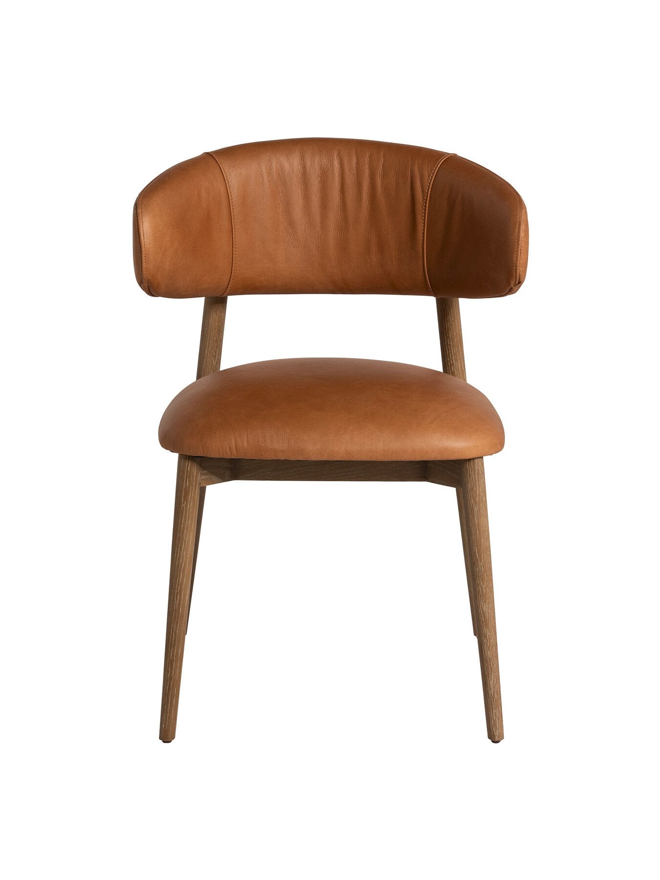 Brown Lexa Brown Leather Open Back Curved Dining Chair