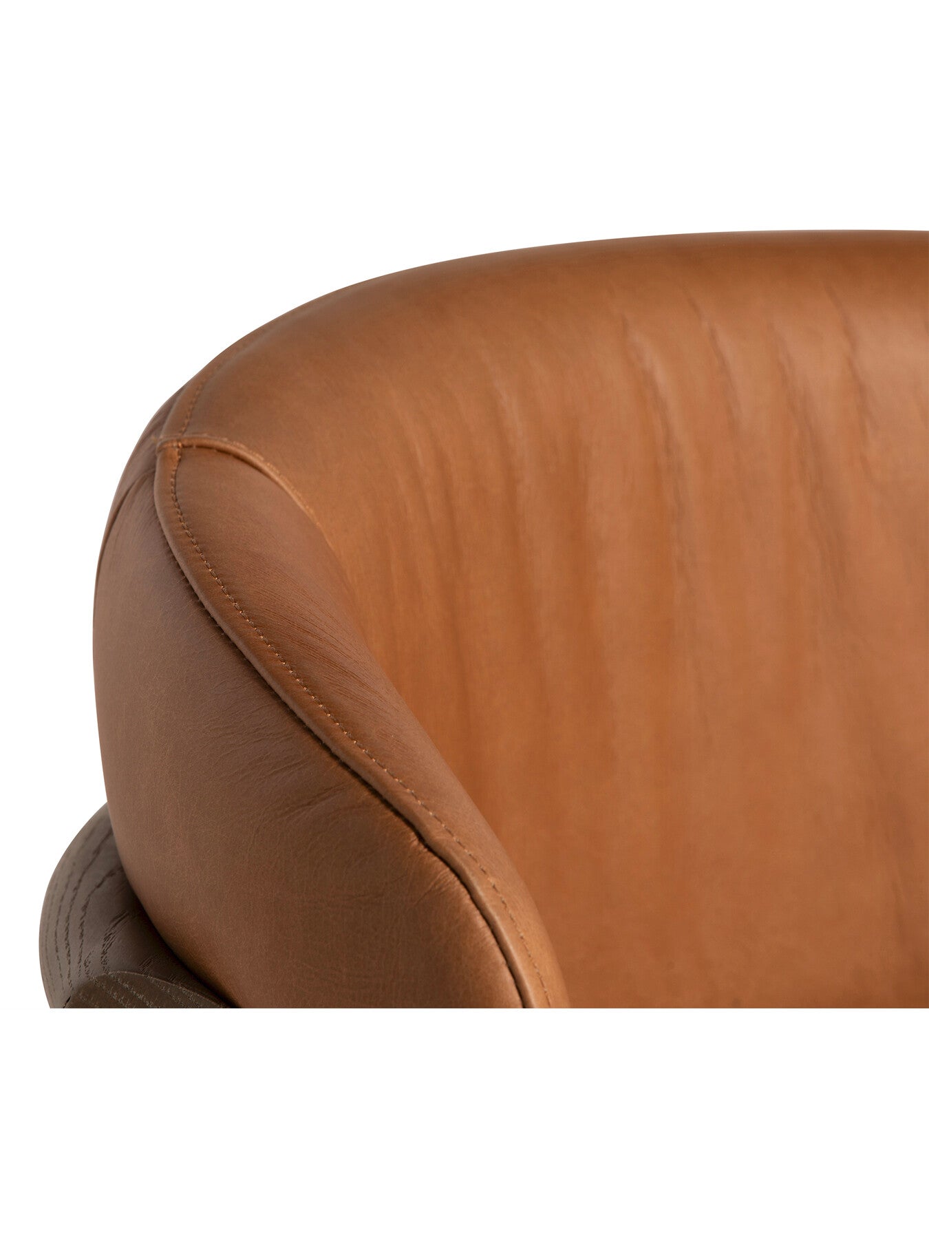 Brown Lexa Brown Leather Open Back Curved Dining Chair