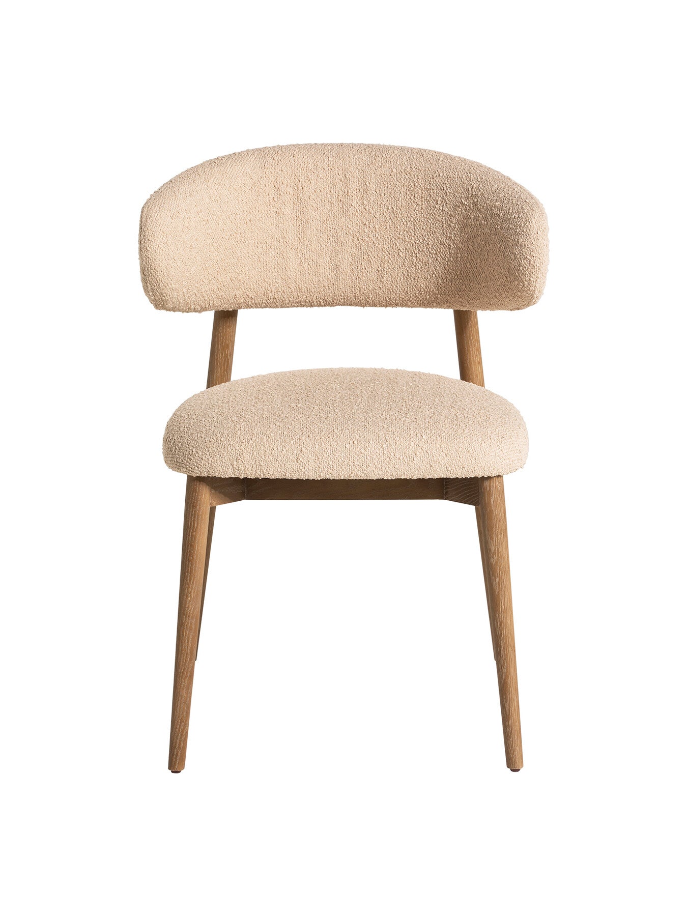 Neutral Lexa Neutral Boucle Open Back Curved Dining Chair