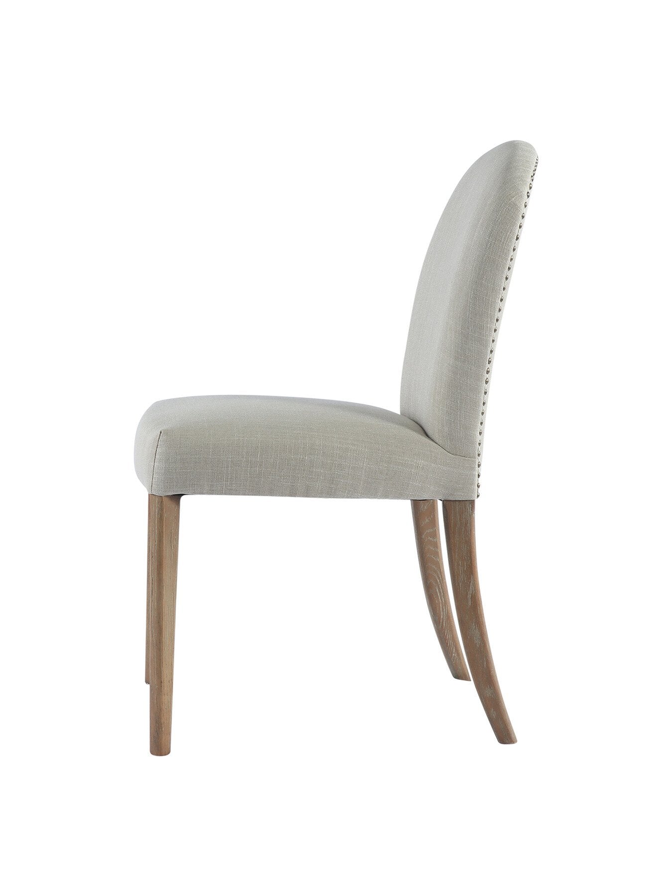 Maurice Beige Fabric Dining Chair With Brass Studs
