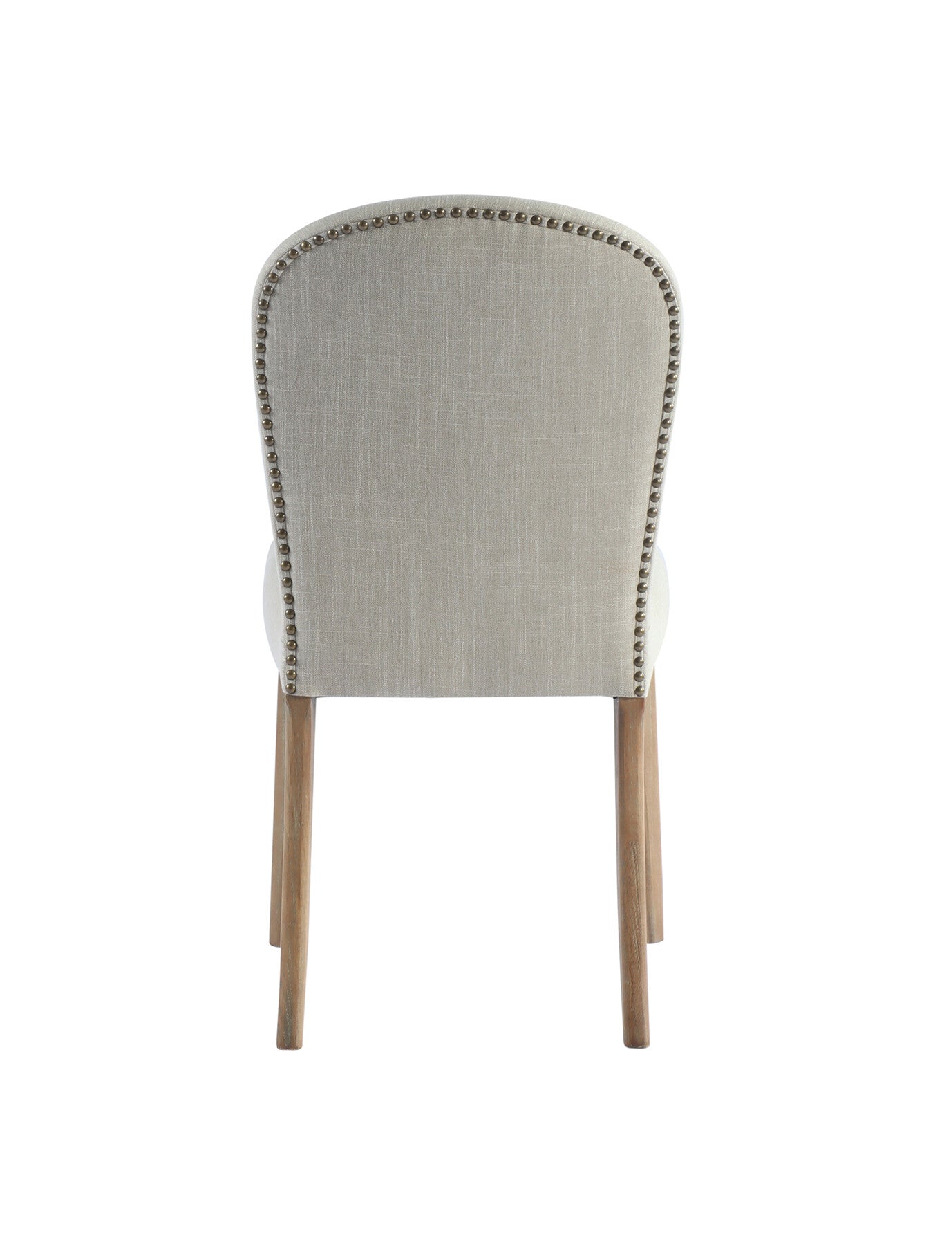 Maurice Beige Fabric Dining Chair With Brass Studs
