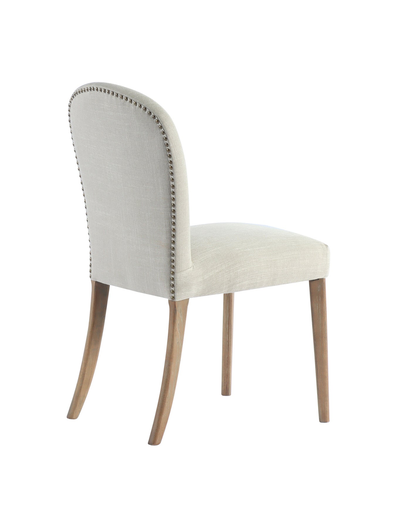 Maurice Beige Fabric Dining Chair With Brass Studs