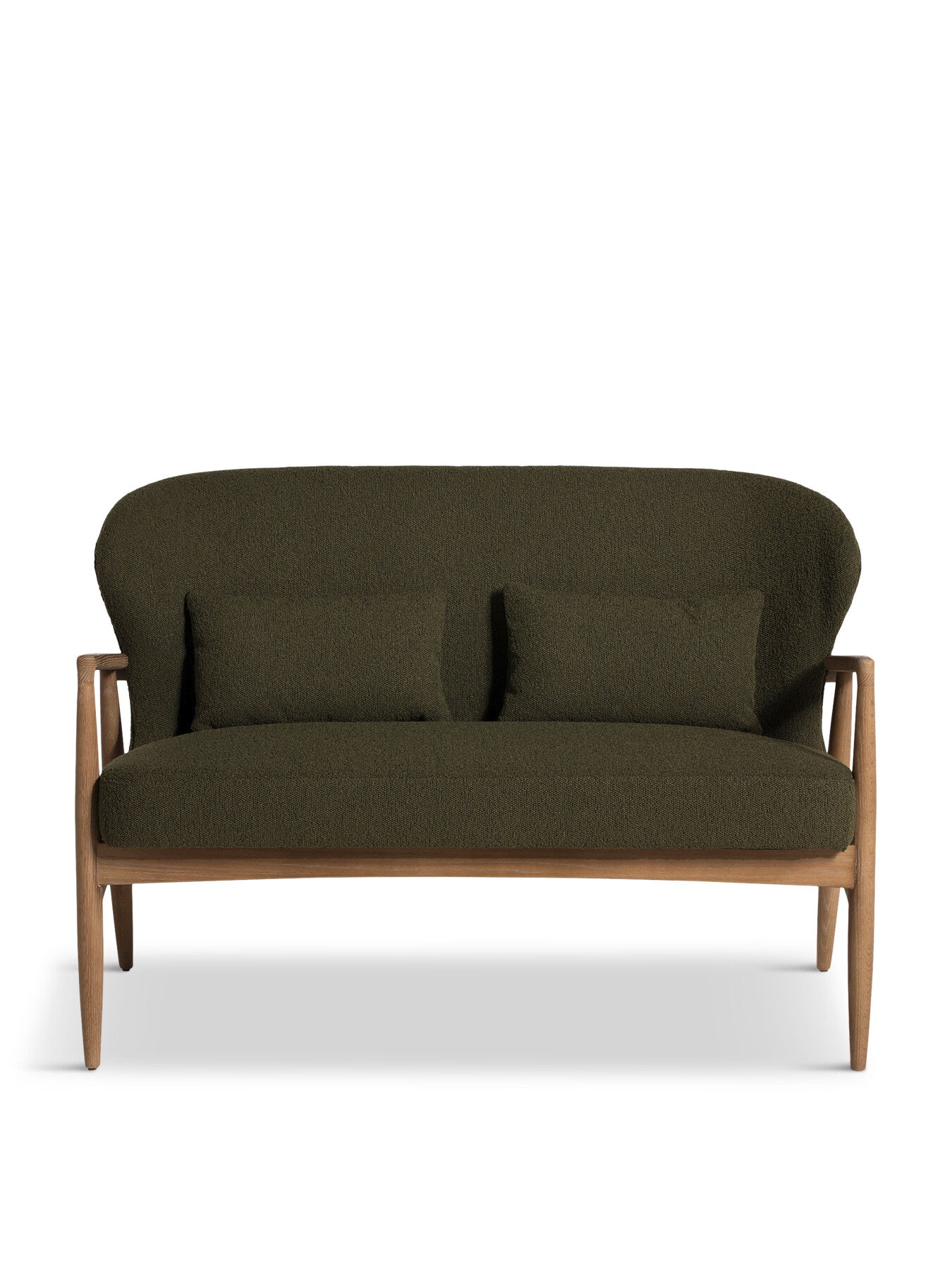 Green Pinter Green Boucle 2 Seater Sofa With Wood Frame