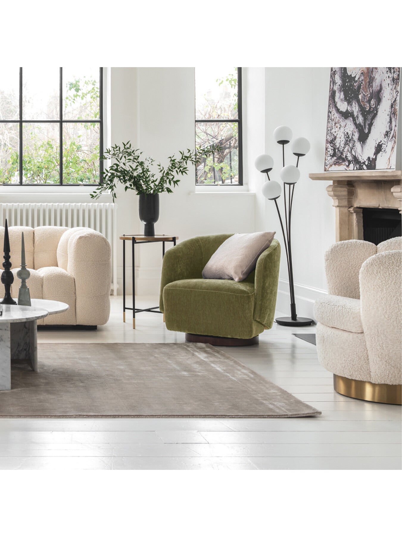 Pellaro Velvet Swivel Armchair, Green