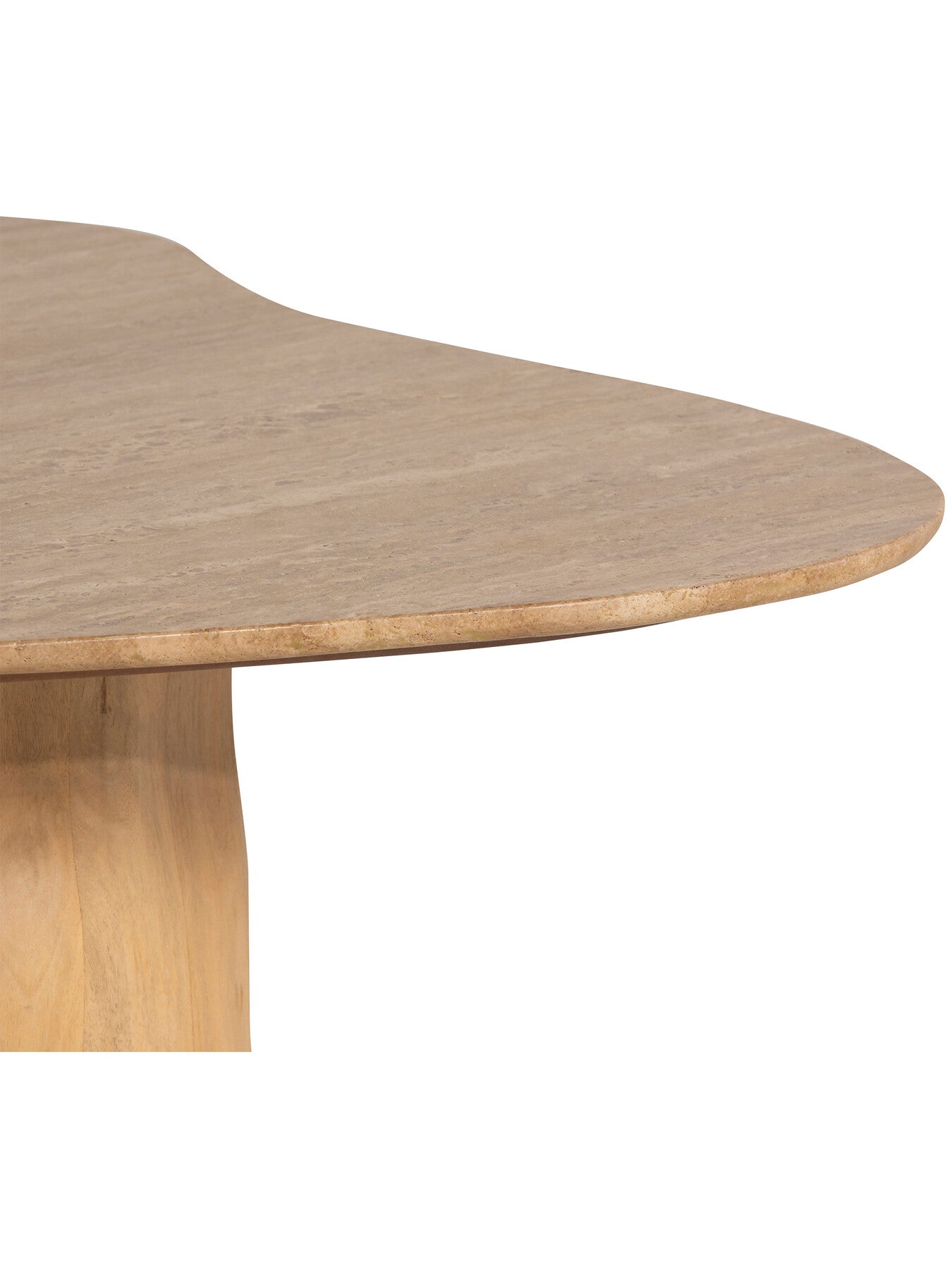 Brown Rodin Neutral Mango Wood and Travertine Side Table, 70