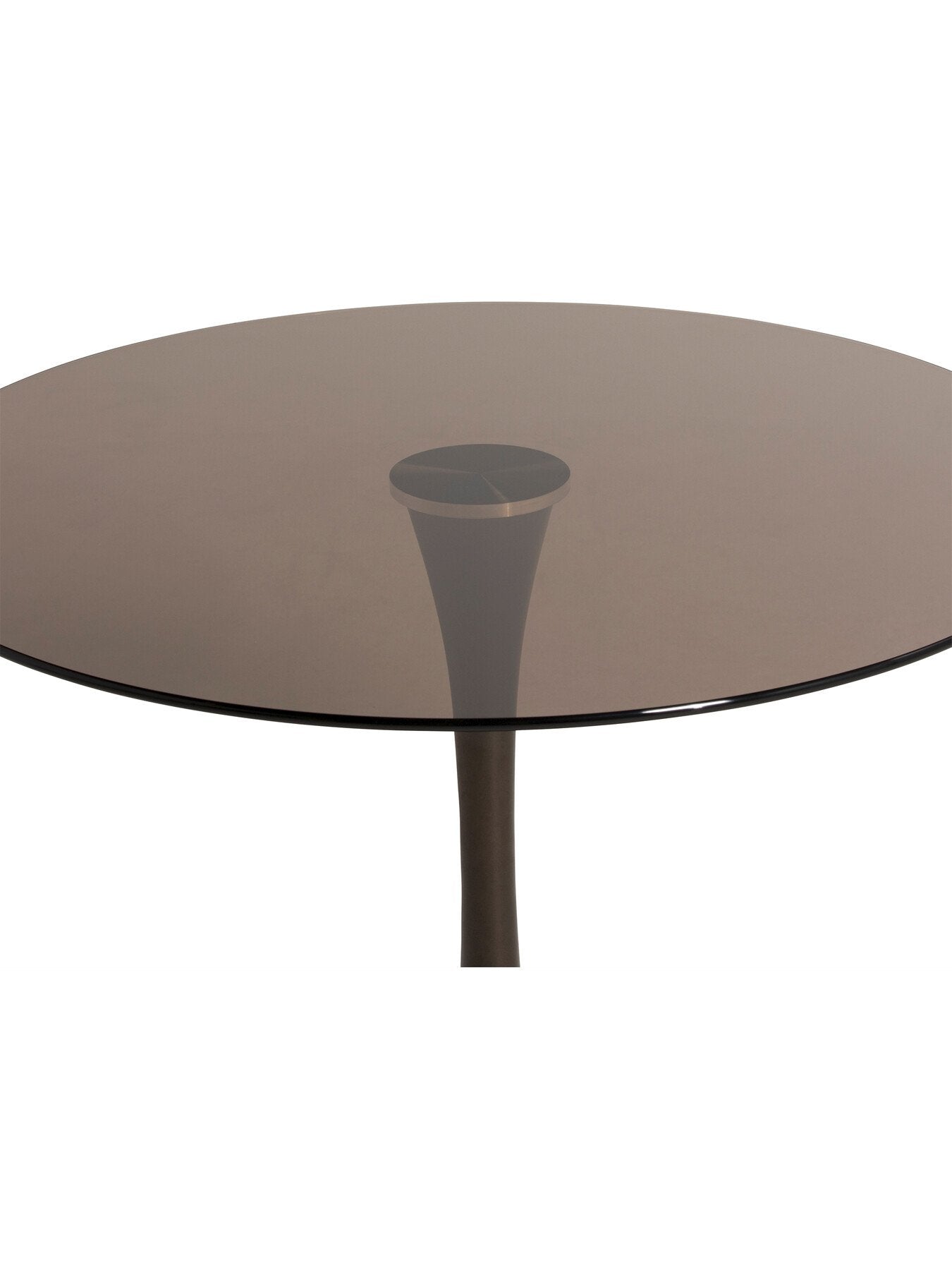 Brown Rumi Round Smoked Tempered Glass and Bronze Metal Base