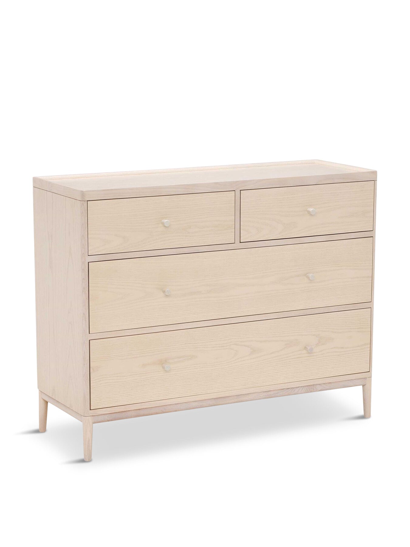 White Salina Pale Wood 4 Drawer Wide Chest
