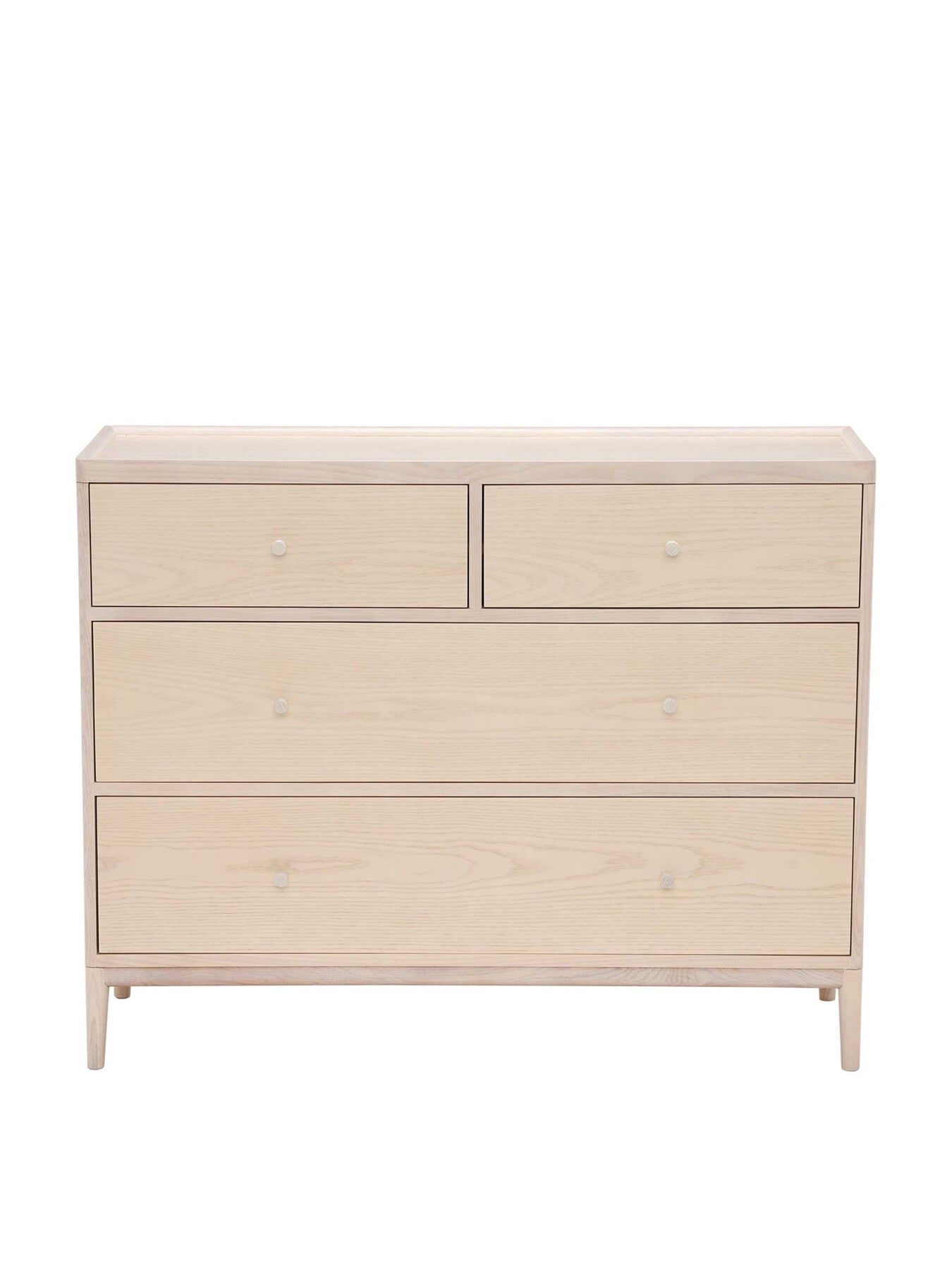 White Salina Pale Wood 4 Drawer Wide Chest
