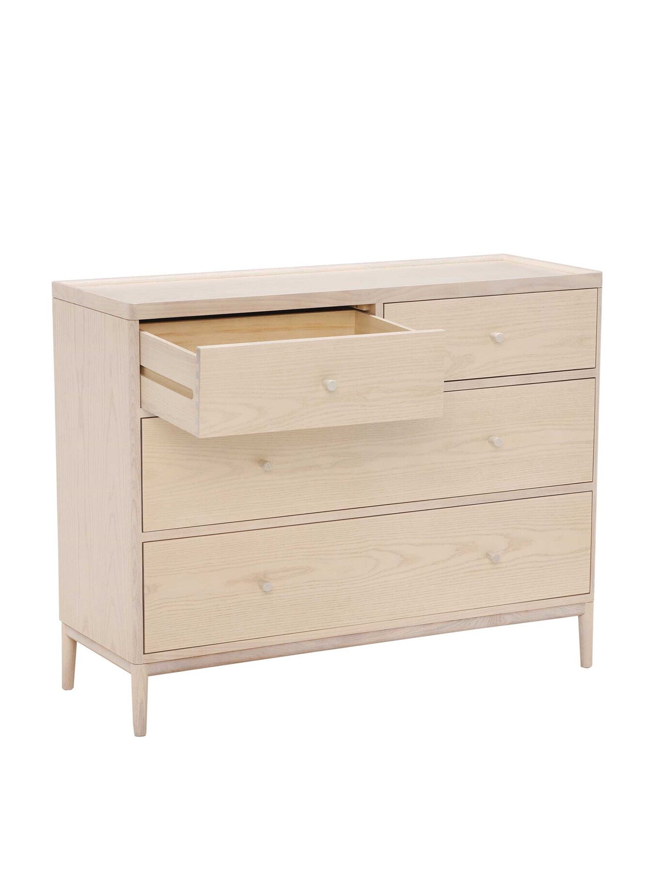 White Salina Pale Wood 4 Drawer Wide Chest
