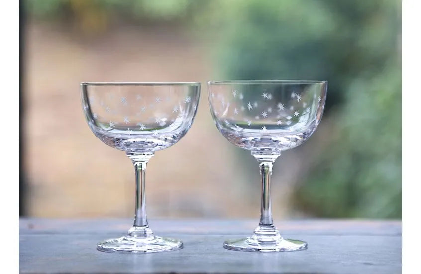 Crystal Champagne Saucers Stars Set of 2