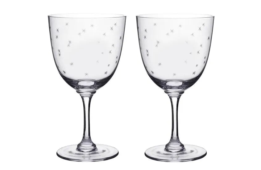 Crystal Wine Glasses Stars Set of 2
