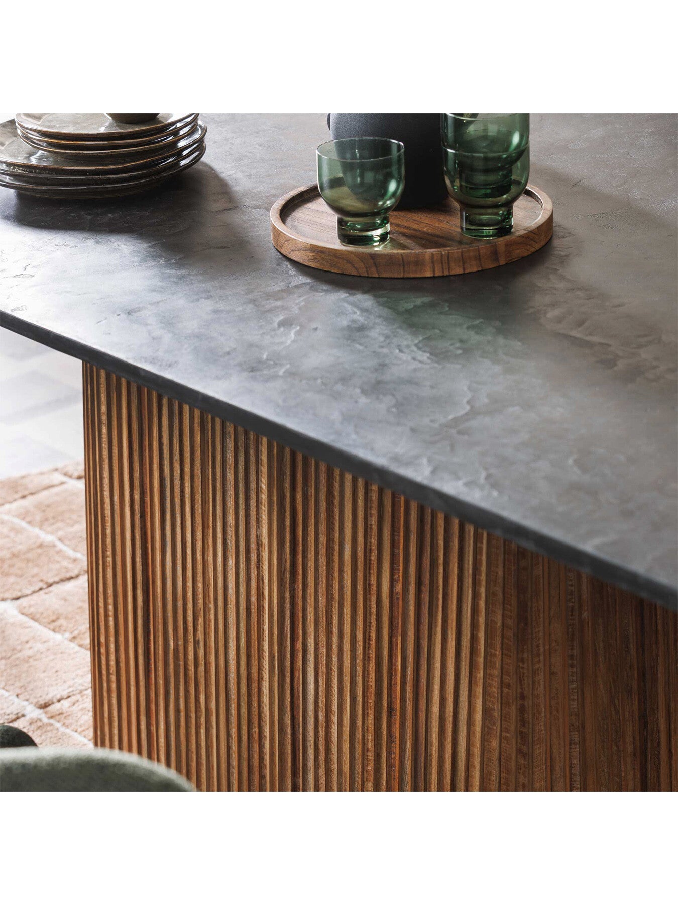 Brown Trinidad Reclaimed Teak Wood Pedestal Dining Table