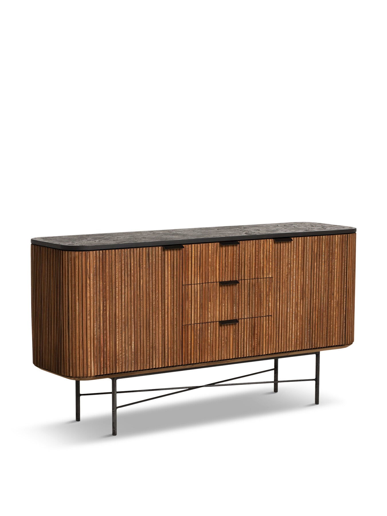 Trinidad Fluted Reclaimed Teak Wood Sideboard, 160cm