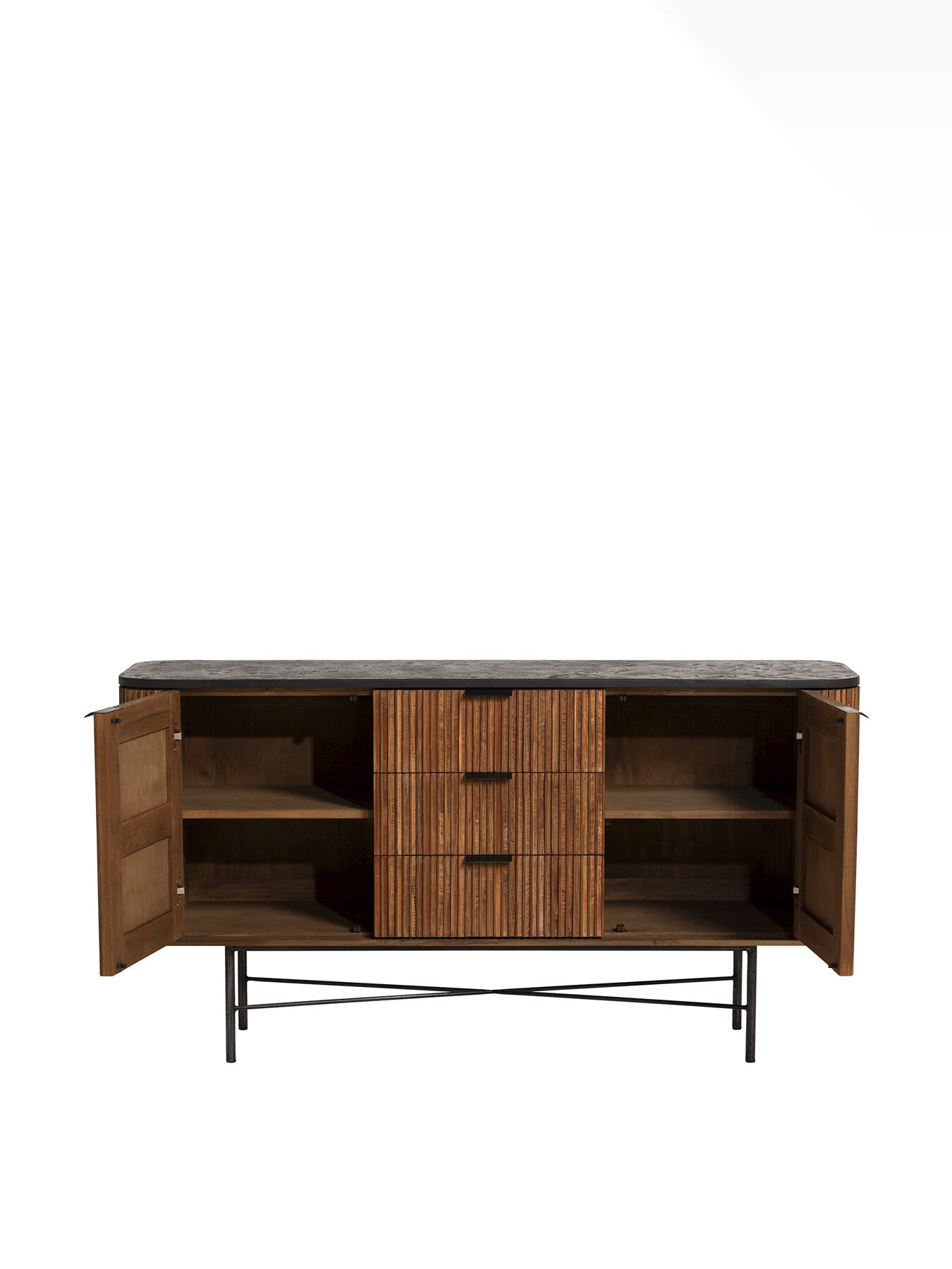 Trinidad Fluted Reclaimed Teak Wood Sideboard, 160cm