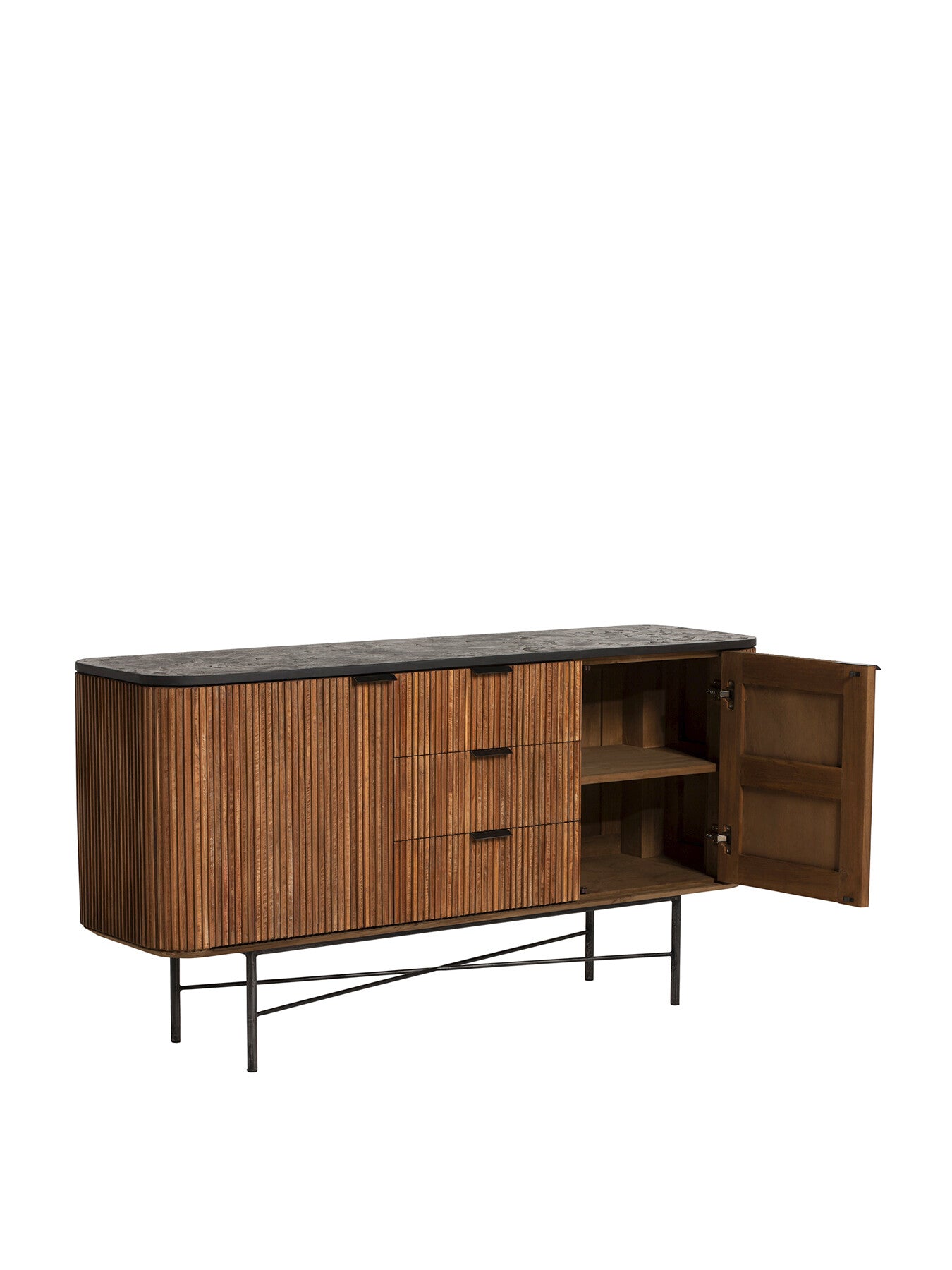 Trinidad Fluted Reclaimed Teak Wood Sideboard, 160cm