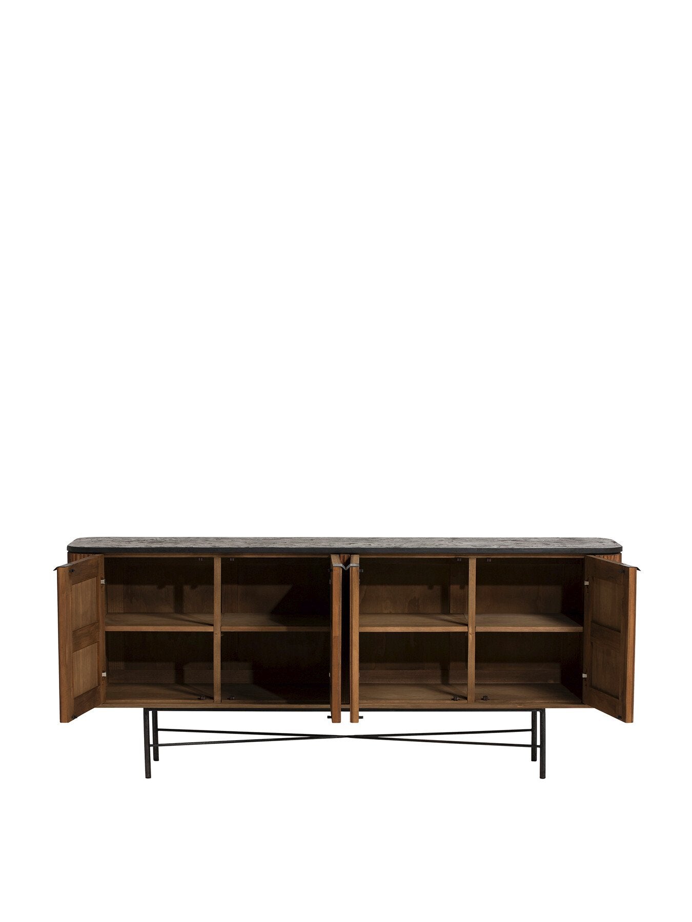 Brown Trinidad Fluted Reclaimed Teak Wood Sideboard, 200cm